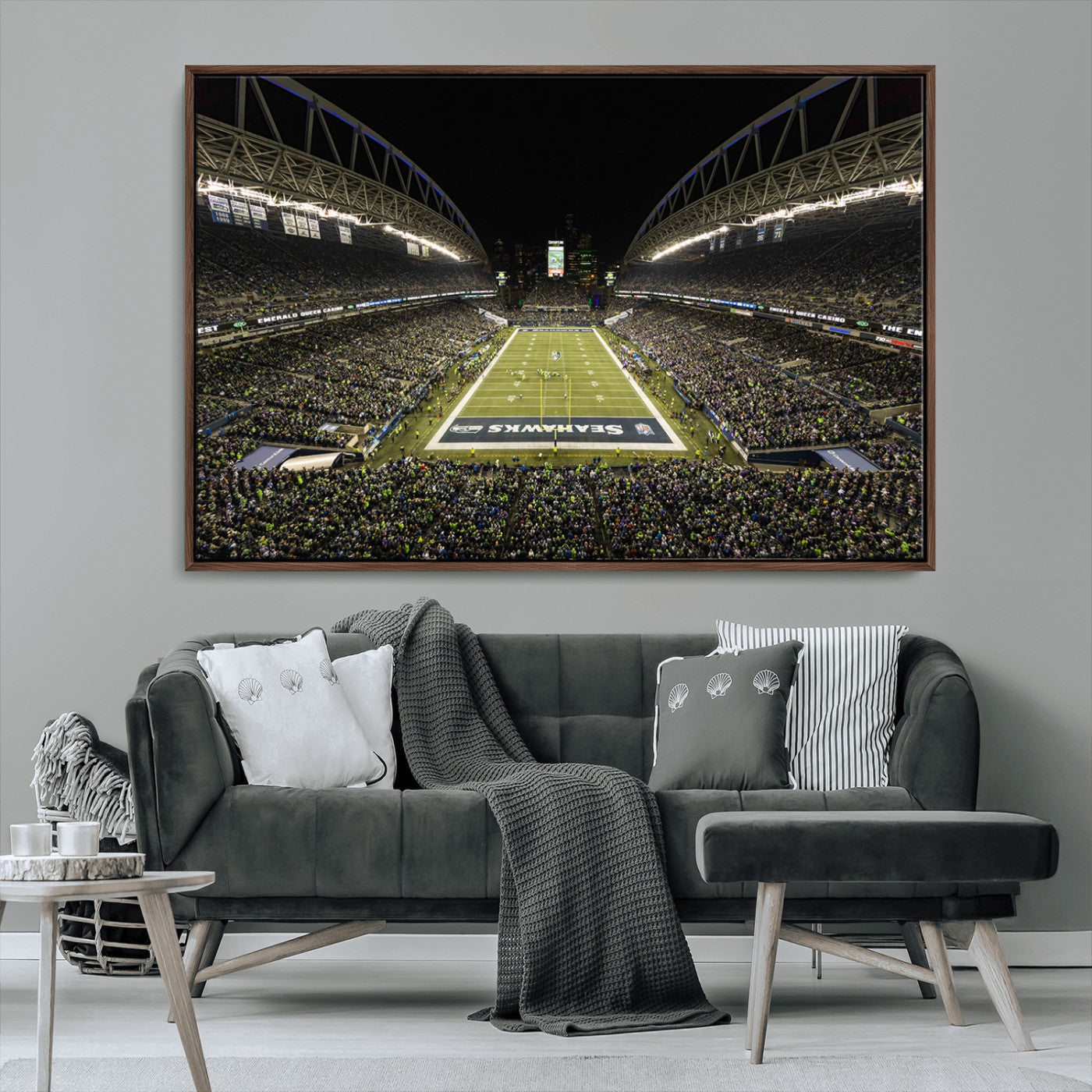 81900-MGV-CV-36X24-Seattle Seahawks Football Team Print Wall Art - Seattle Century Link Field Stadium Wall Art Canvas