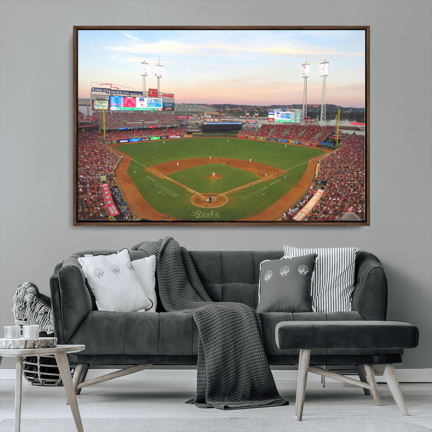 -Cincinnati Reds Baseball Print Canvas- Cincinnati Great American Ball Park Stadium Wall Art Canvas