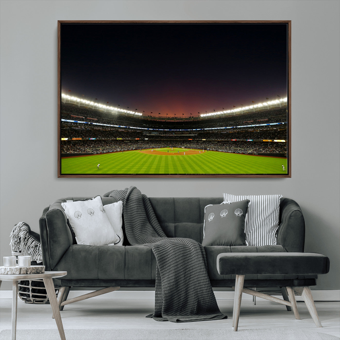 -Yankee Stadium Night Game Triple Canvas, Yankee Stadium Canvas Wall Art - New York Yankees MLB Match