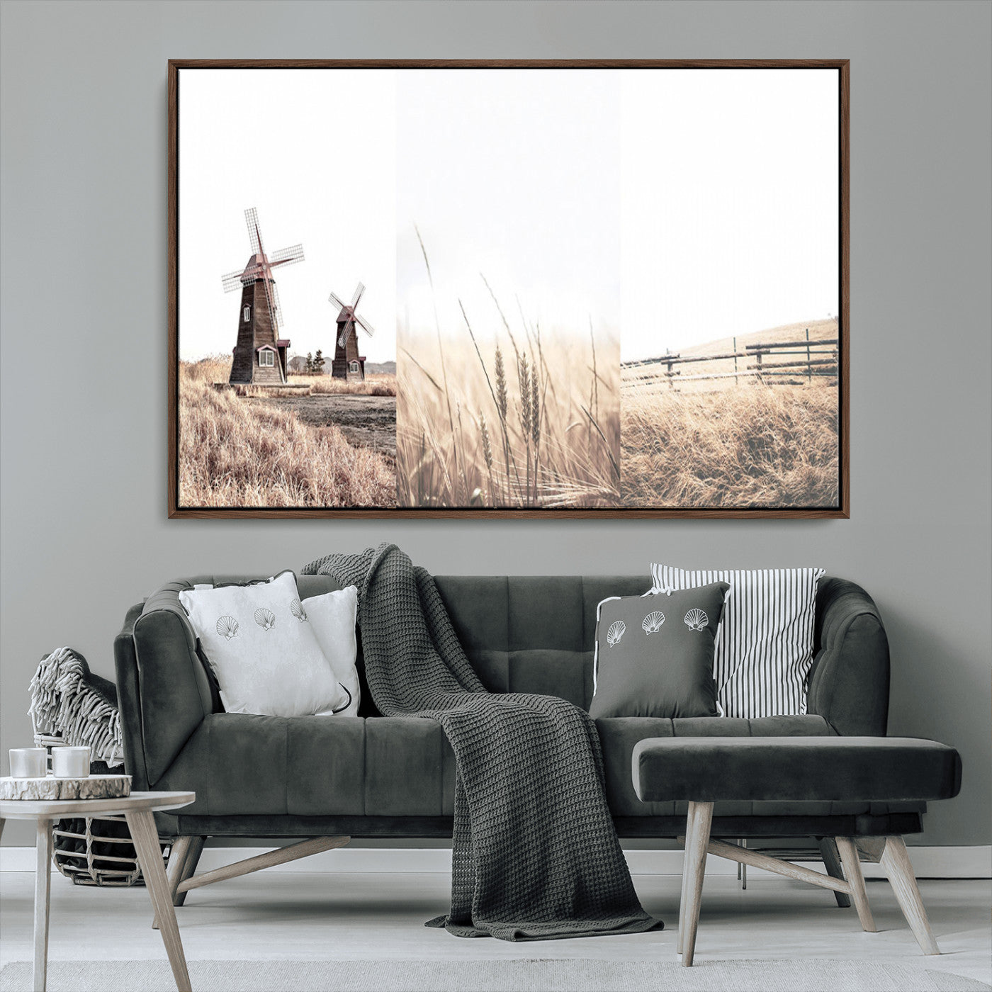 56649-MGV-CV-36X24-Farm Prints Set, Set of 3 Farmhouse Wall Art, Country House Decor, Barn Print, Wheat Print,