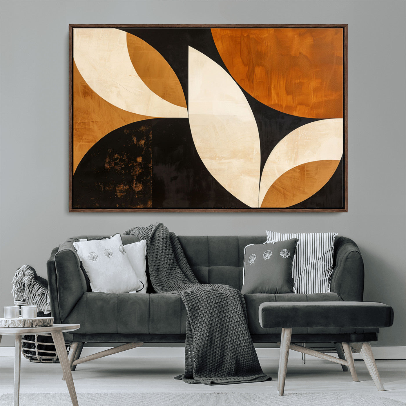 21251-MGV-CV-36X24-Geometric Abstract Wall Art Canvas Print, Mid Century Modern Wall Art Print