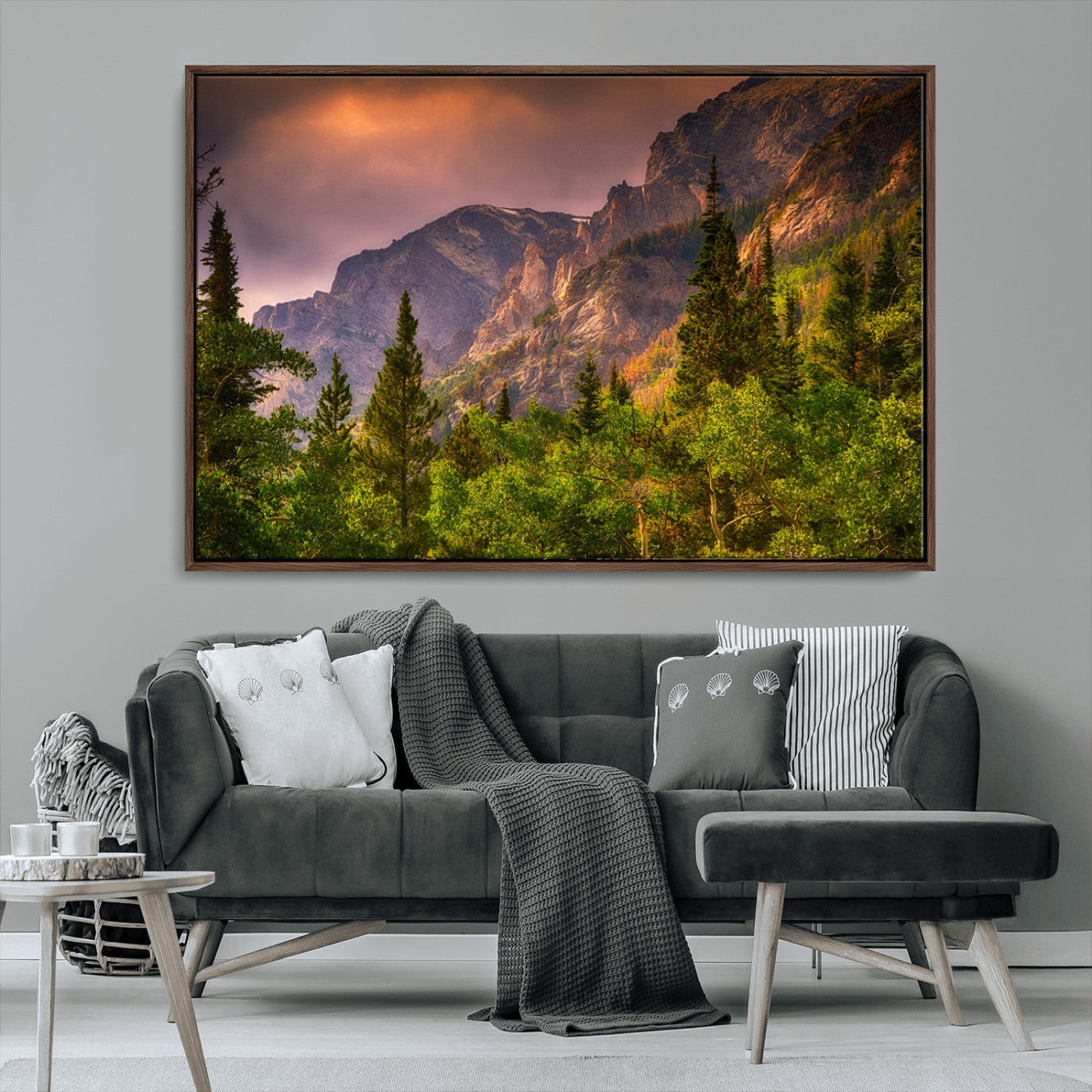 -Colorado Rockies Mountains Wall Art Canvas Print | Ready to Hang Framed Mountain Landscape