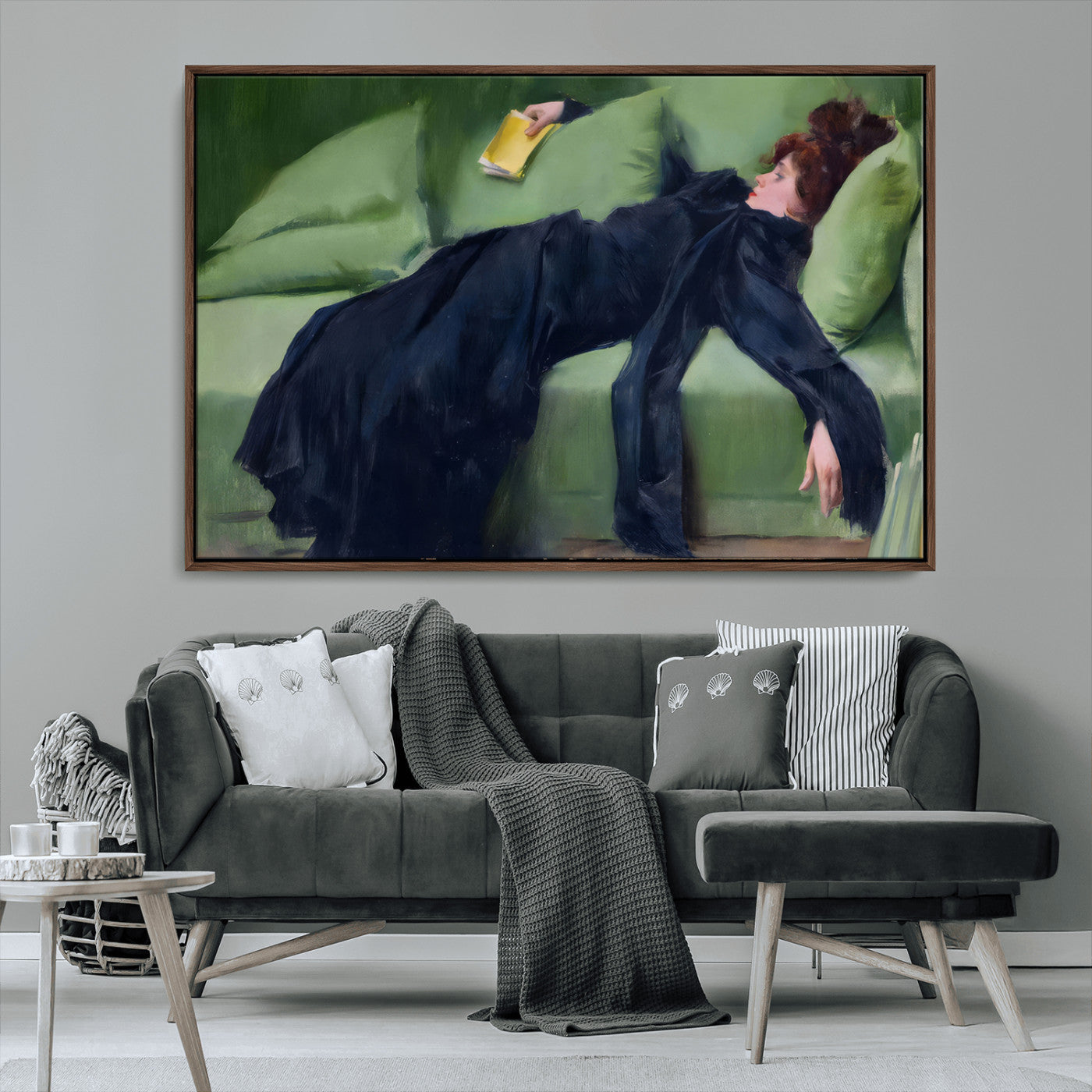 17725-MGV-CV-36X24-Decadent Girl by Ramon Casas Wall Art Canvas Print, Framed Decadent Girl Canvas Print