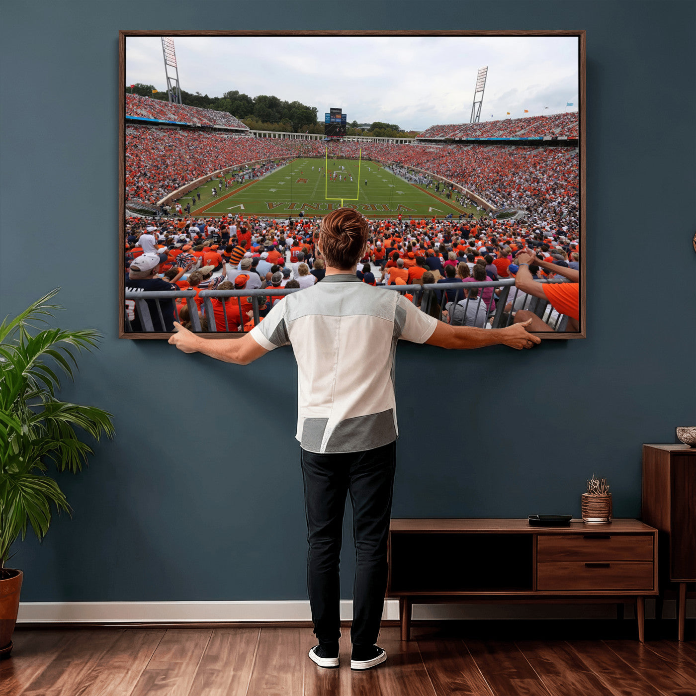 63606-MGV-CV-36X24 - Virginia Cavaliers Football Team Print - Charlottesville Scott Stadium Print Wall Art Canvas