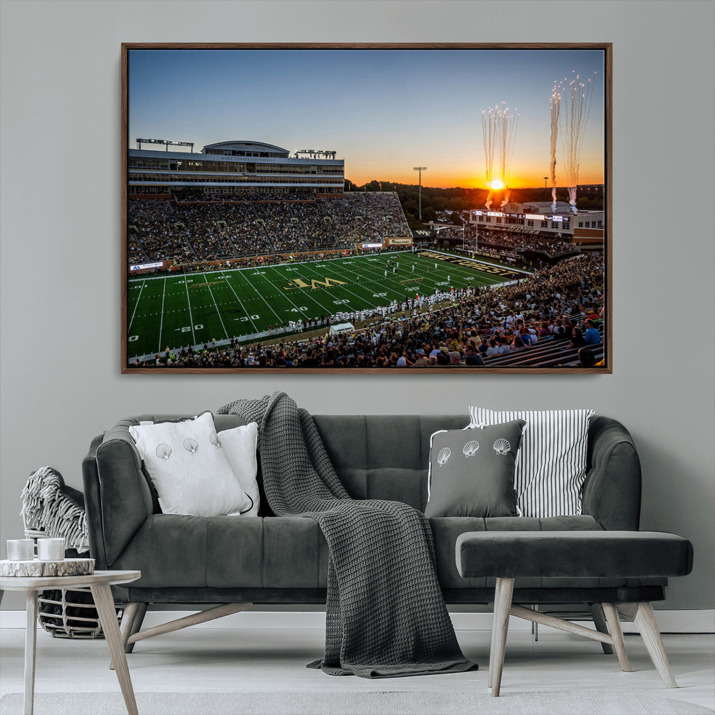 29253-MGV-CV-36X24-Demon Deacons Football Team Print Canvas- Winston-Salem Allegacy Federal Credit Union Stadium Wall