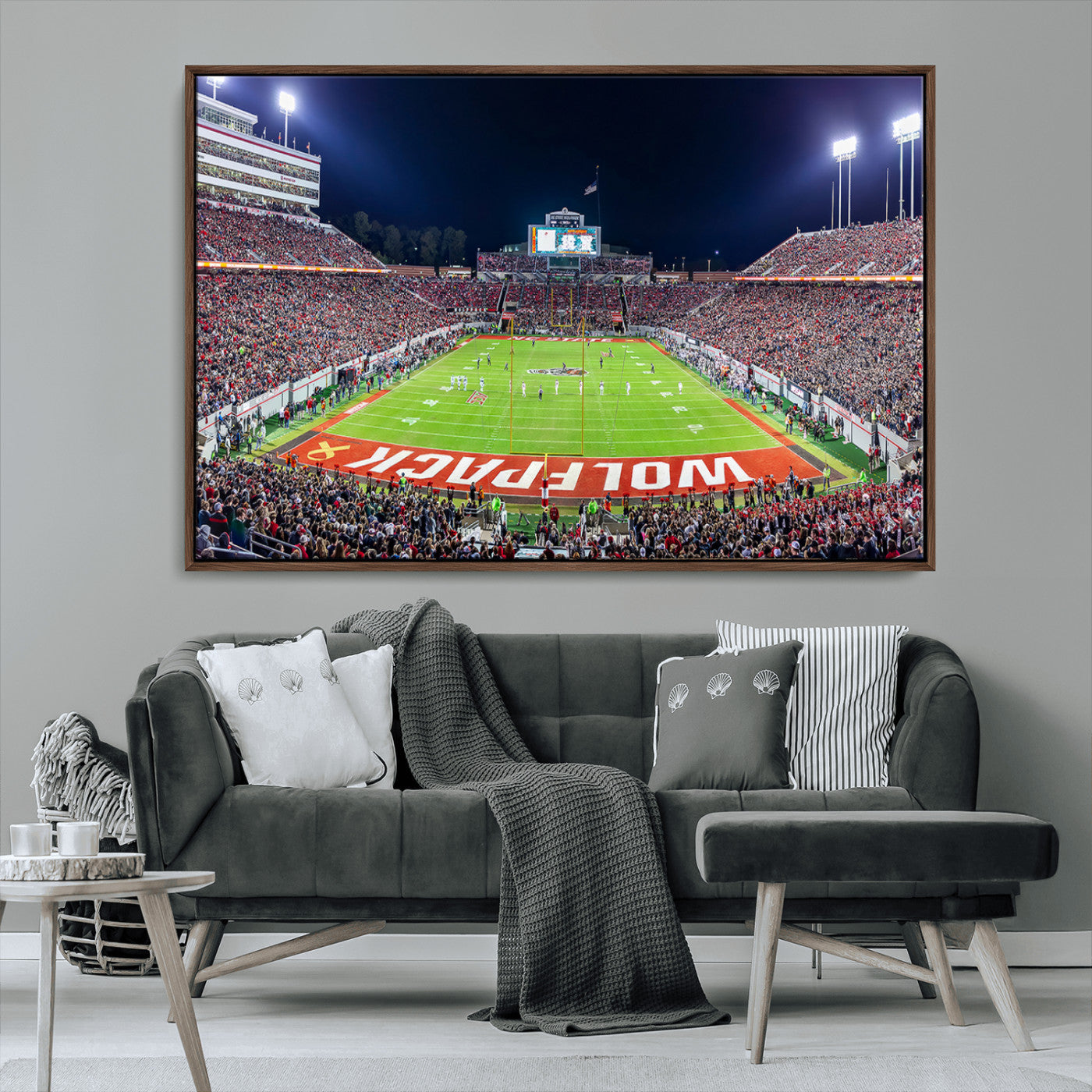 80943-MGV-CV-36X24-Wolfpack Football Team Print - Raleigh Carter-Finley Stadium Wall Art Canvas Print