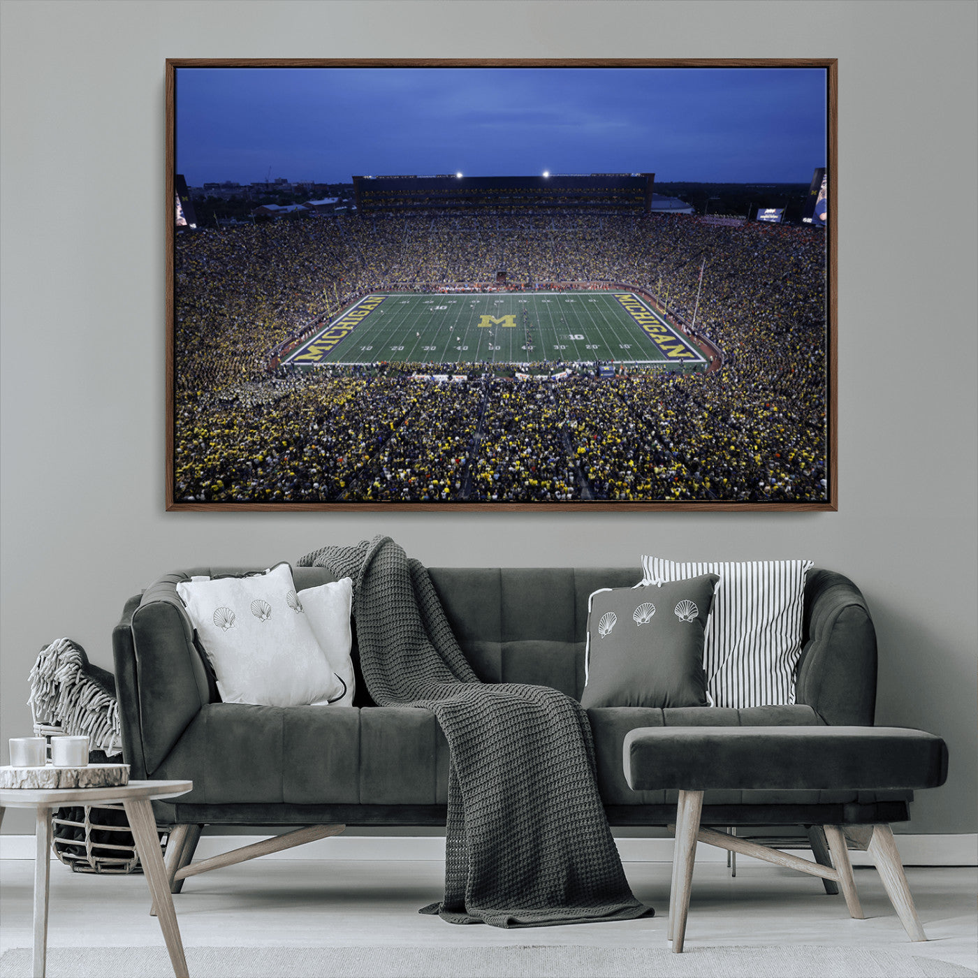 34202-MGV-CV-36X24-University of Michigan Wolverines Football Team Print - Ann Arbor Michigan Stadium Wall Art Canvas