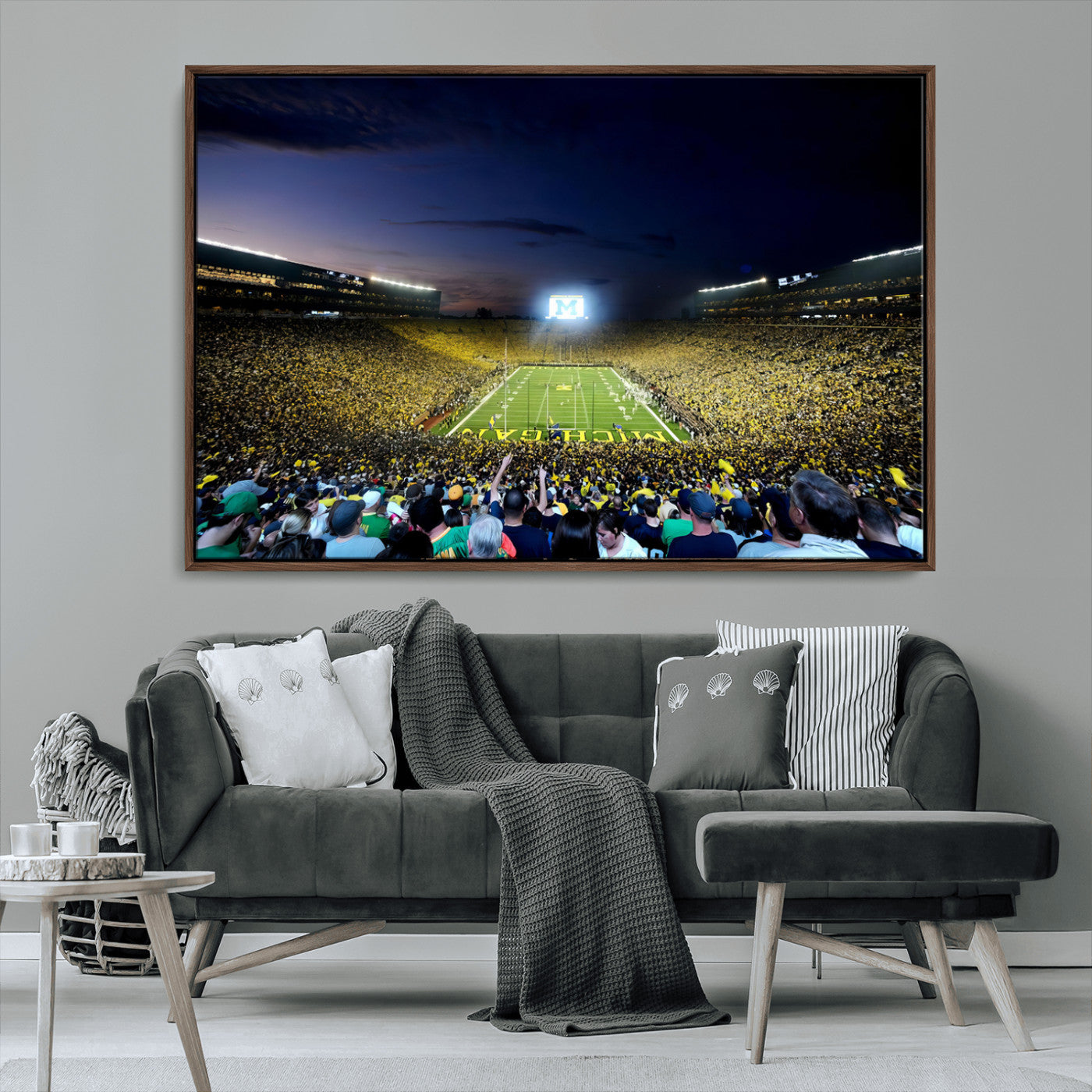 22115-MGV-FC-36X24_Walnut-University of Michigan Wolverines Football Team Print - Ann Arbor Michigan Stadium Canvas Print