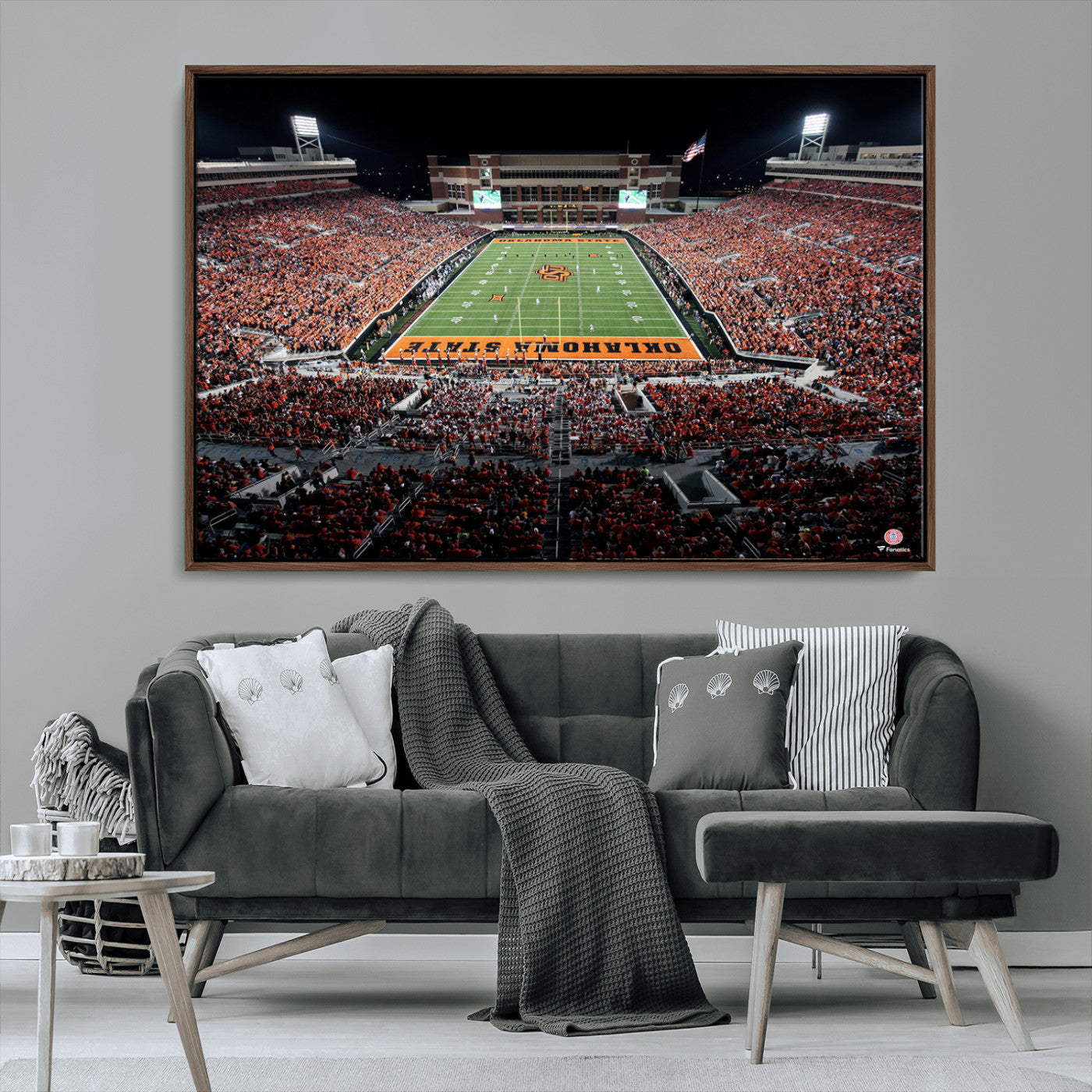 81675-MGV-CV-36X24-Boone Pickens Stadium Wall Art Oklahoma State Cowboys Print Framed Sports Canvas Art for Home, Office, Living Room