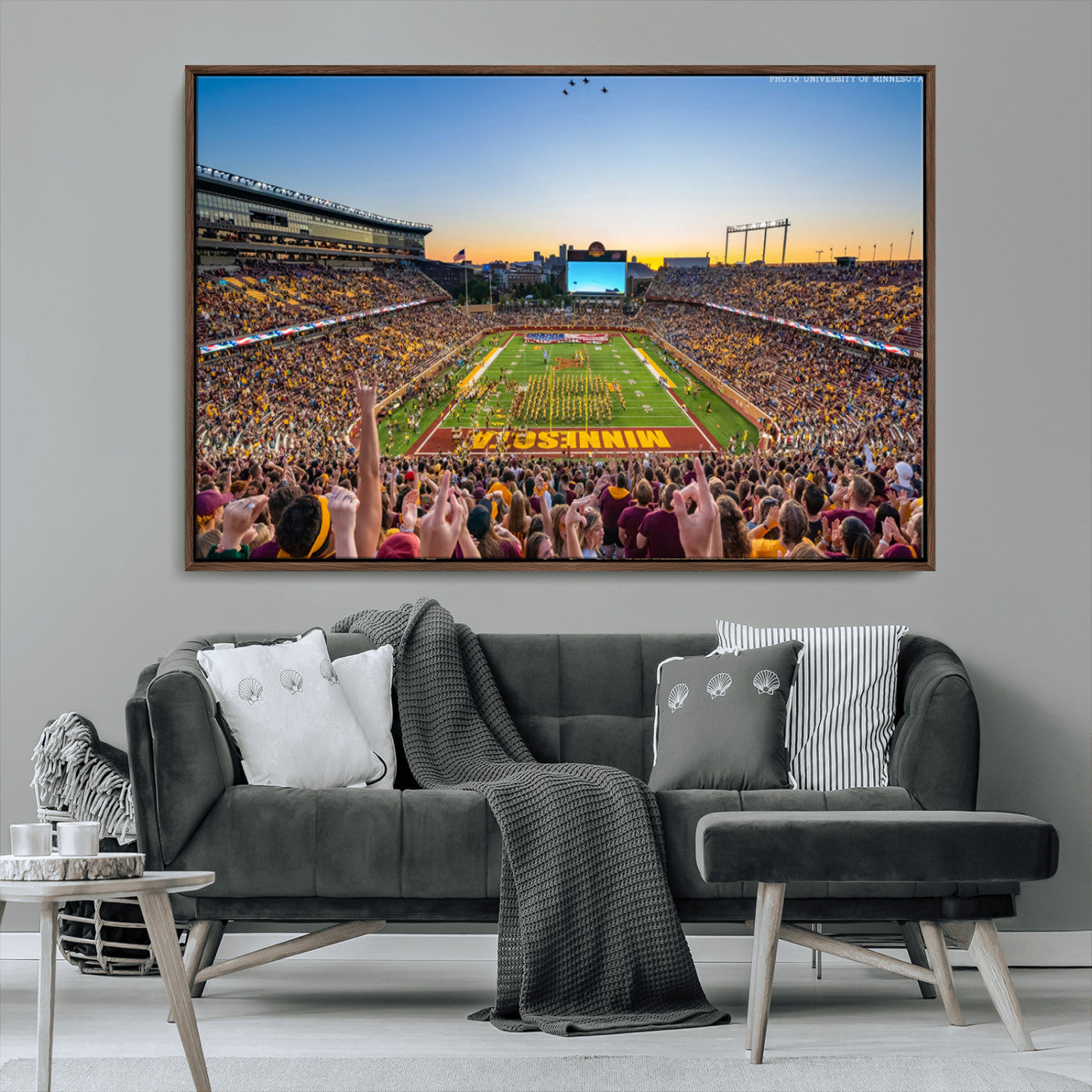 63452-MGV-CV-36X24-University of Minnesota Golden Gophers Football Team Print - Minneapolis Huntington Bank Stadium