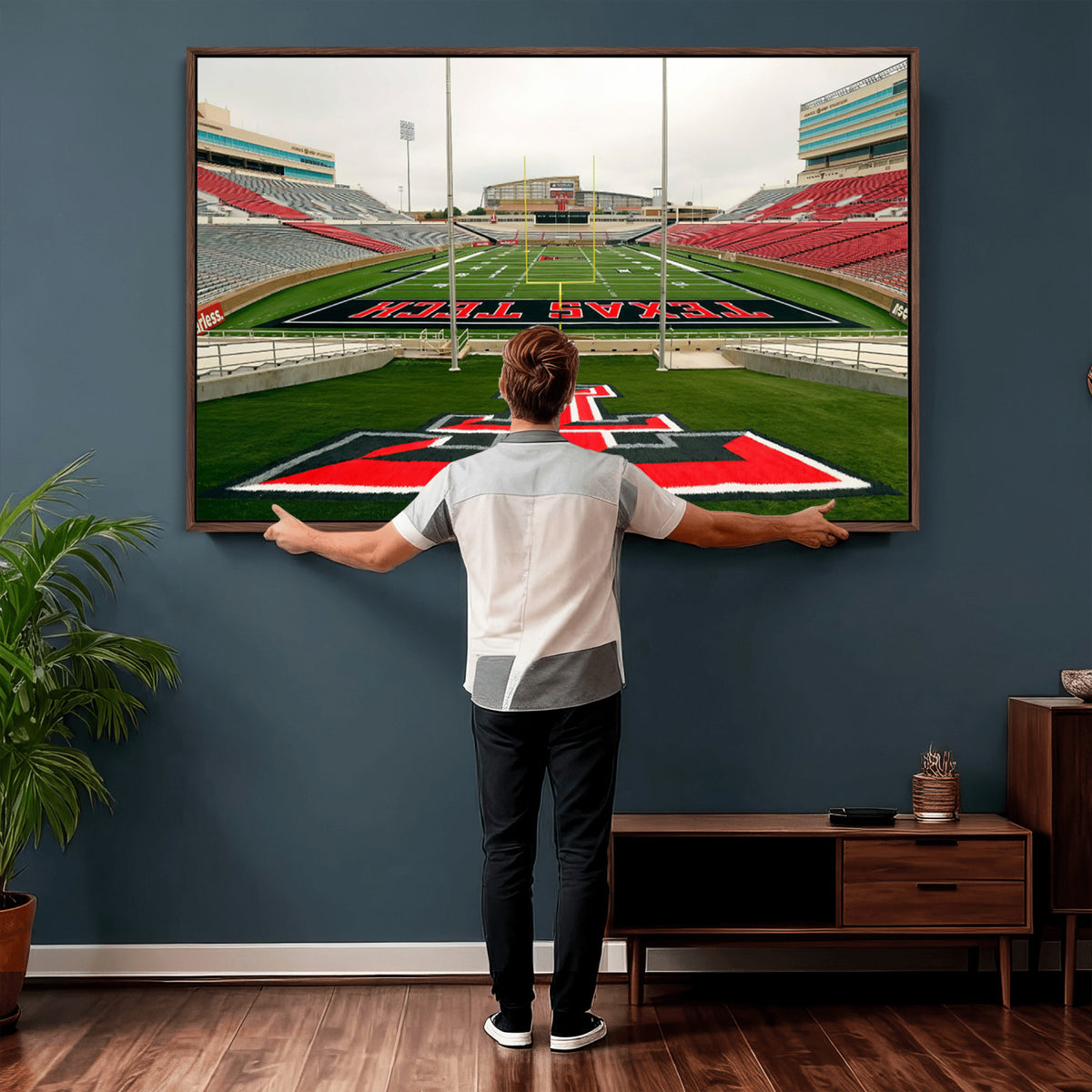 43169-PAN-FL-20X10 - Texas Tech Red Raiders Football Team Print - Lubbock Jones AT&T Stadium Wall Art Canvas Print