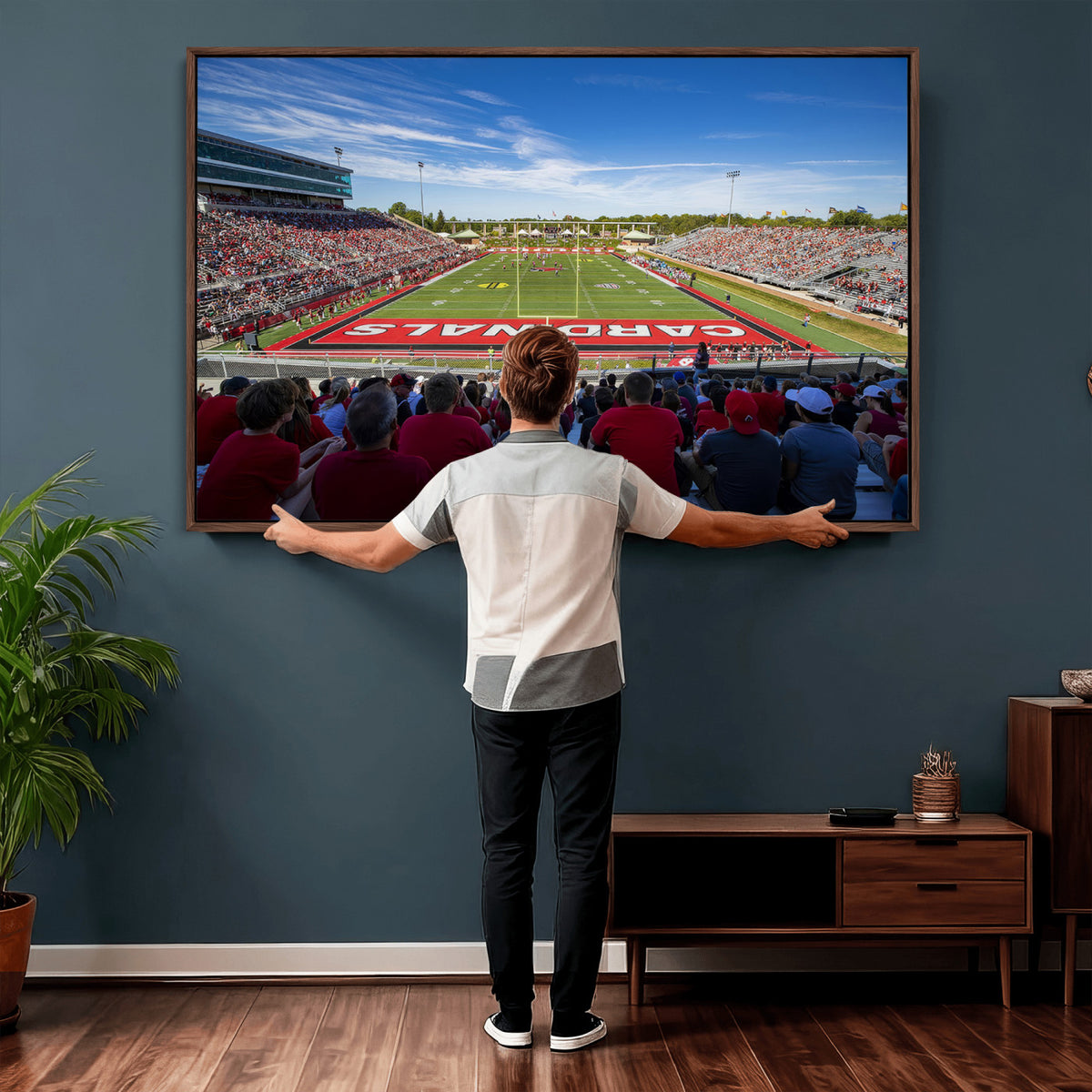 71475-PAN-FL-20X10 - Ball State Cardinals Football Team Print - Muncie Scheumann Stadium Wall Art Canvas Print