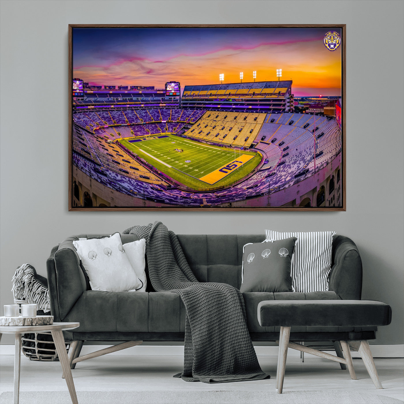 93538-MGV-CV-36X24-The Louisiana State University Tigers Football Team Print - Baton Rouge Tiger Stadium Wall Art