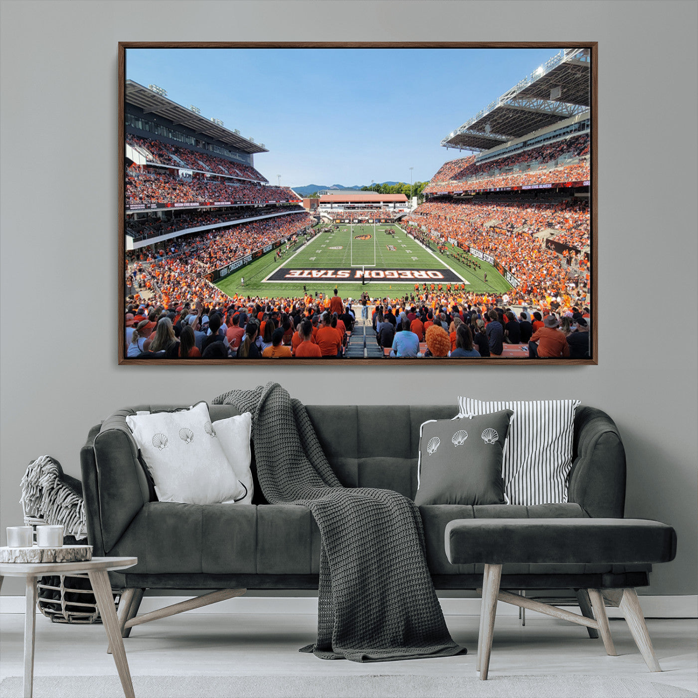 35211-MGV-CV-36X24-Oregon State Beavers Football Team Print - Corvallis Reser Stadium Wall Art Canvas Print