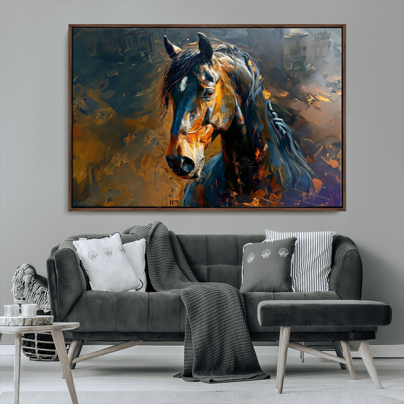 29909-MGV-CV-36X24-Abstract Horse Wall Art Canvas Print | Farmhouse Wall Decor | Western Cabin Art | Rustic Horse Decor