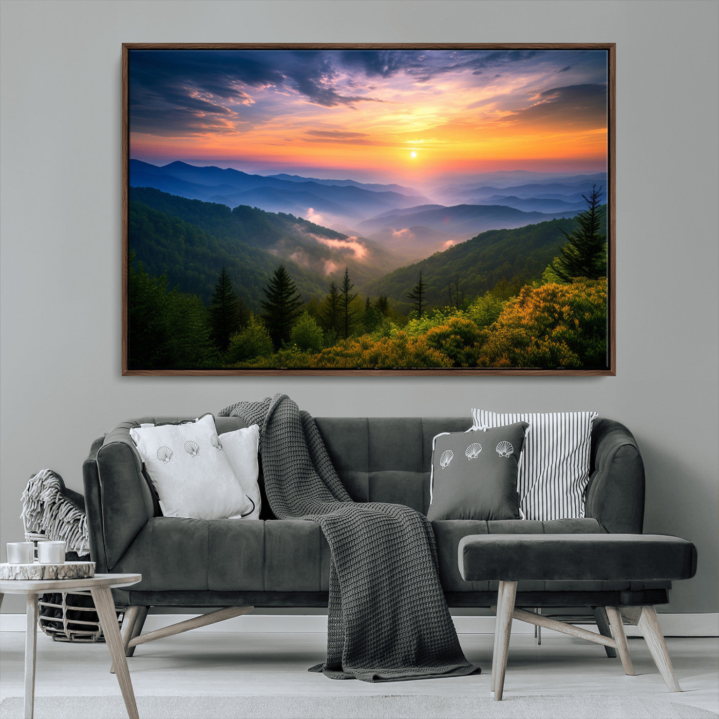 -Majestic Mountain Sunrise Print | Landscape Wall Art | Canvas Print Ready to Hang | Farmhouse Wall