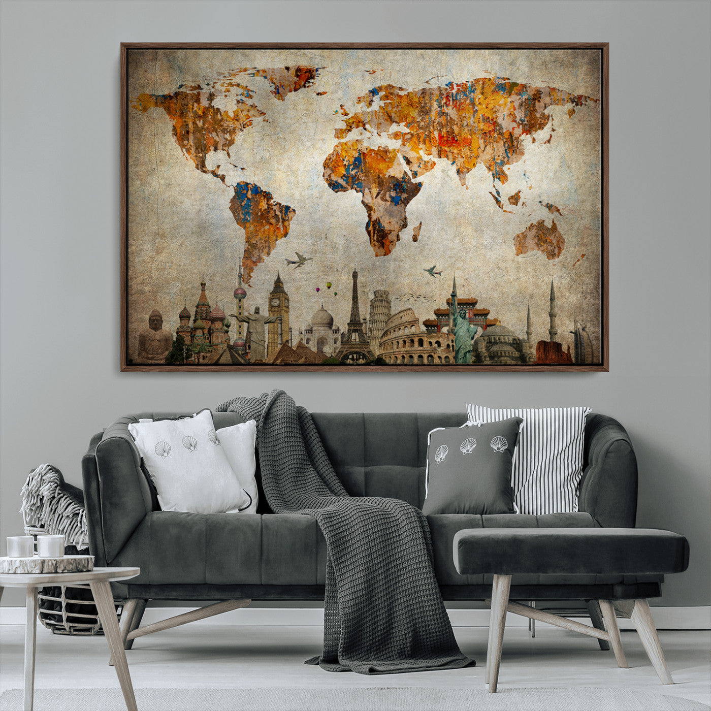 54918-MGV-CV-36X24-Push Pin World Map Canvas Print – Travel Tracker Wall Art for Couples, Perfect Anniversary Gift for Home or Office Decor