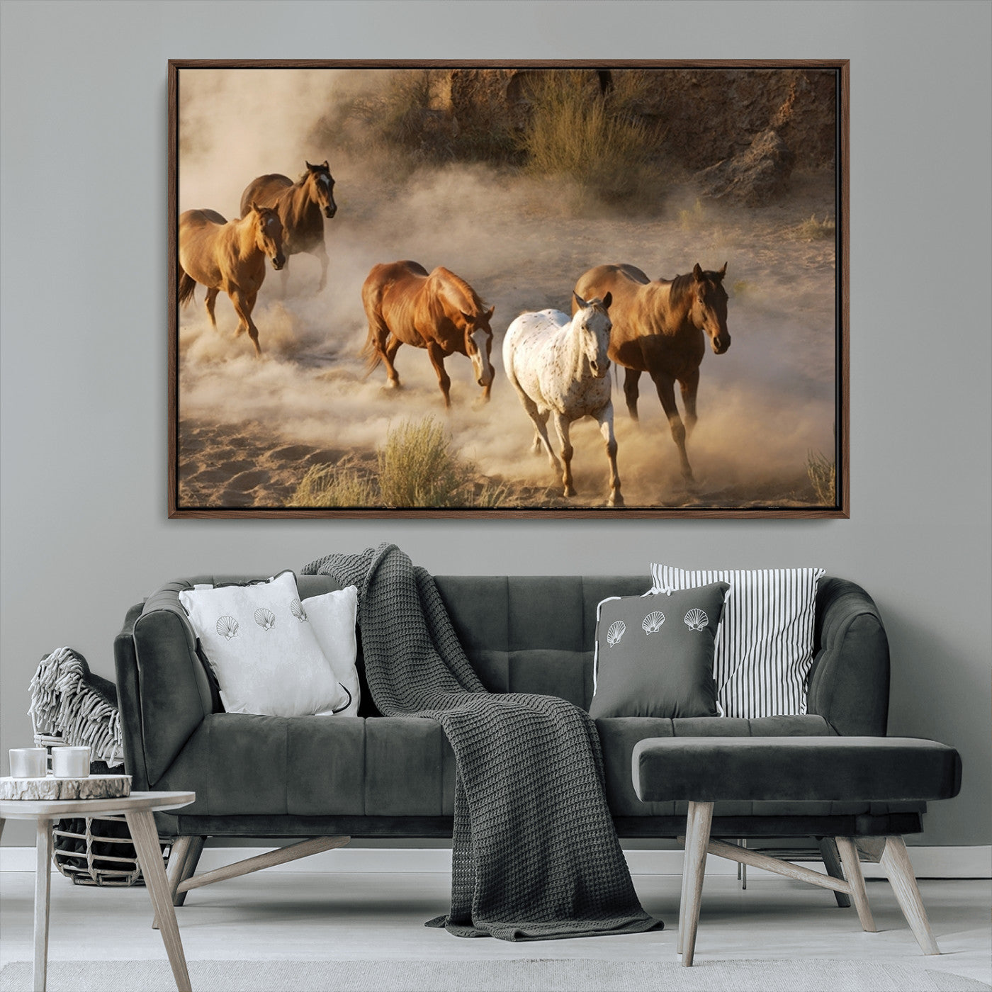 -Large Wall Art 5 Horses Running on Sand Canvas Print