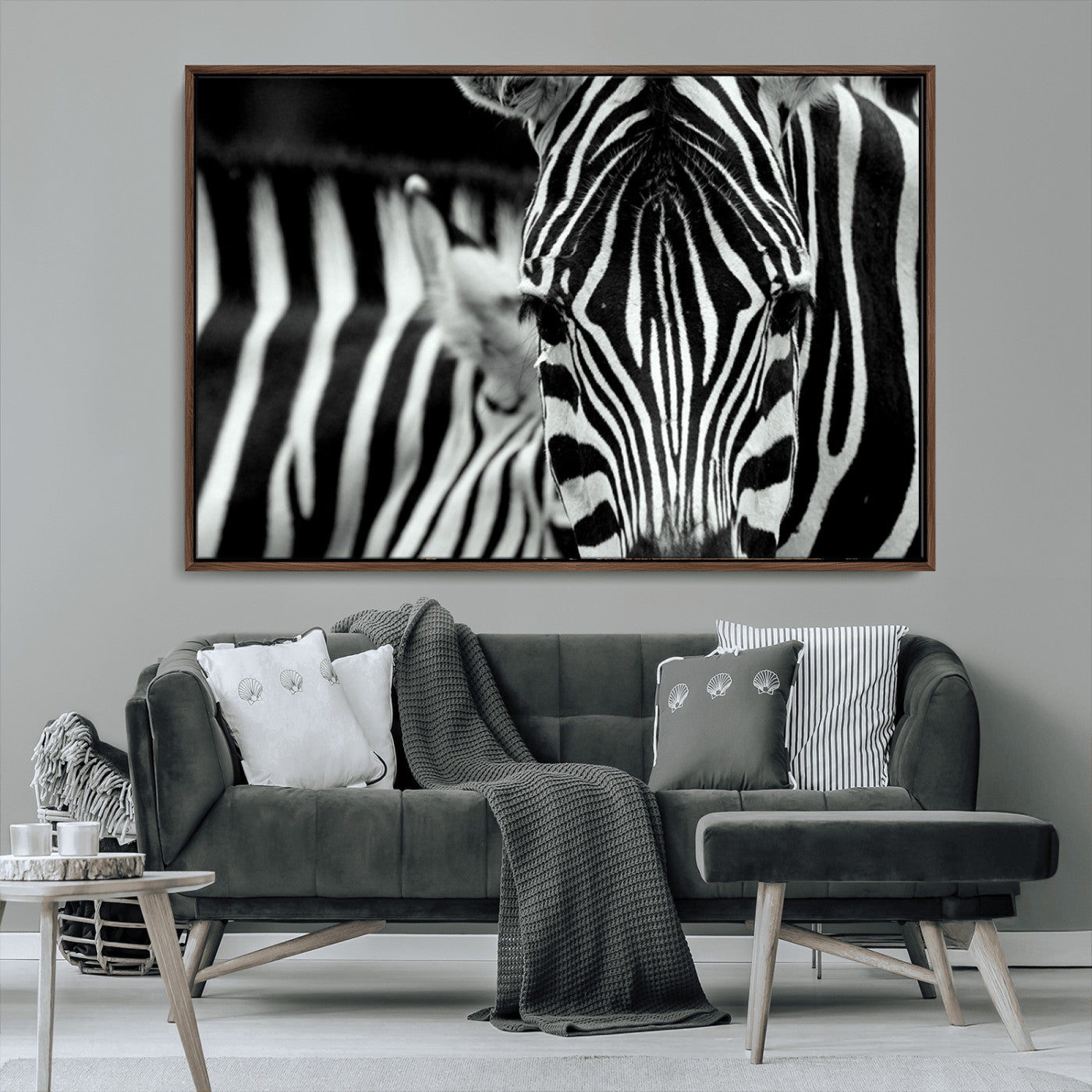 MGV-FC-36X24 - Zebra Wall Art – Close Up Black and White Animal Print, Bold Safari Decor for Living Room, Office, or Bedroom
