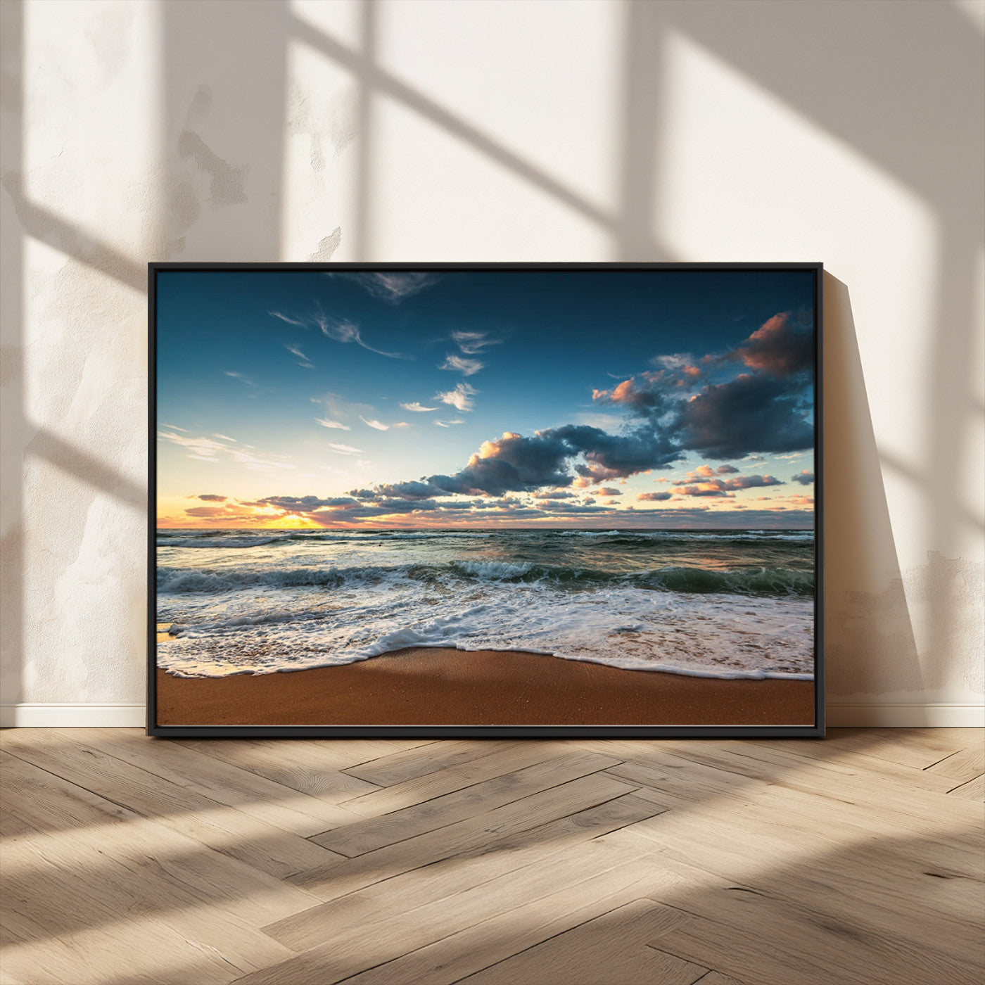 -Ocean Beach Wall Art Canvas Print Sunset Artwork Print Coastal Wall Art