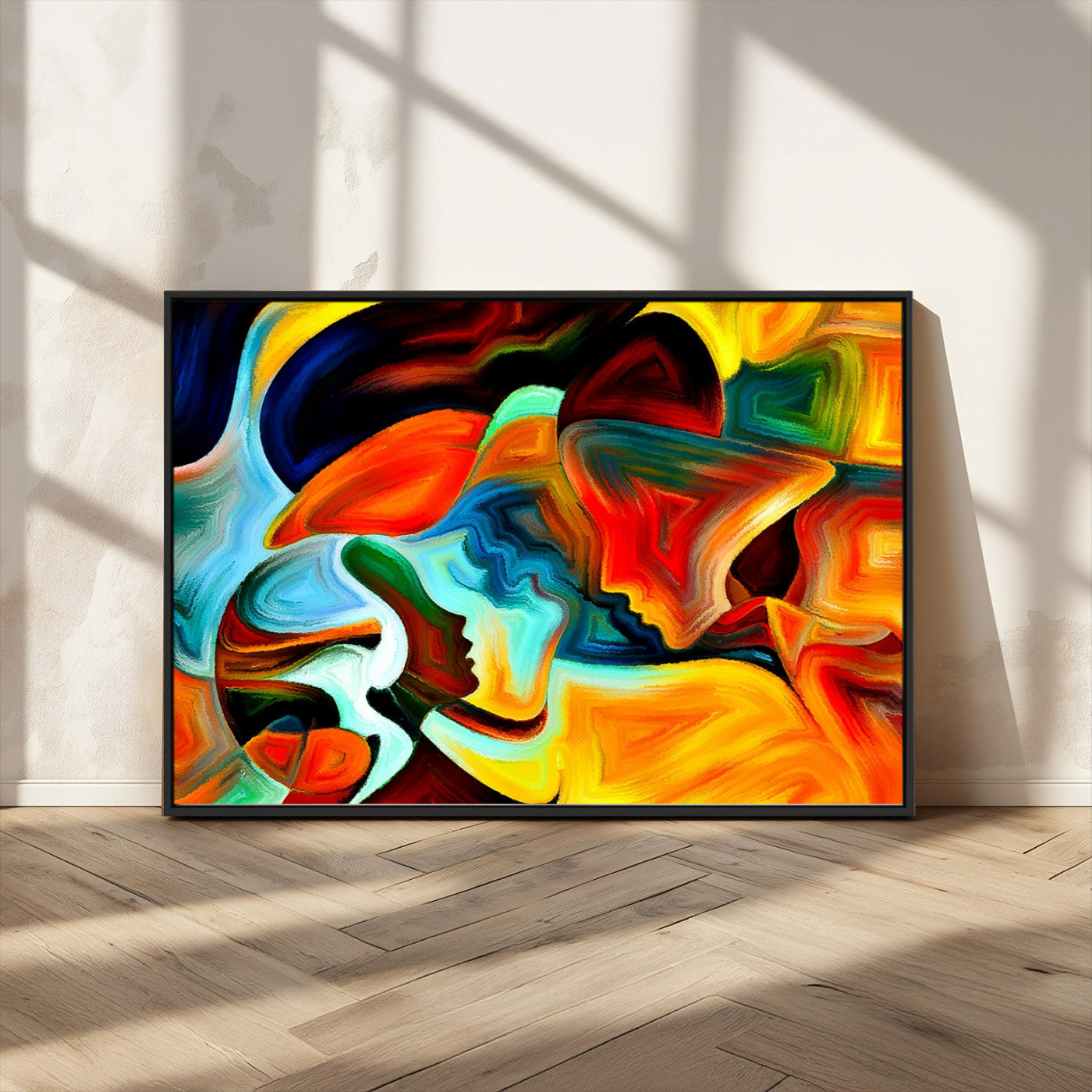 70242-MGV-CV-36X24-Human Love Figures Abstract Wall Art Canvas Print