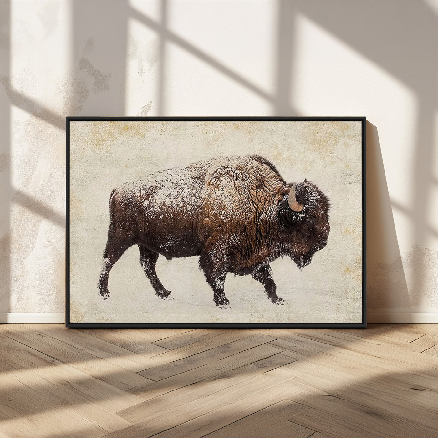 -Buffalo Wall Art, Western Bison Canvas Print, Rustic Buffalo Art for Cowboy Western Decor, Large