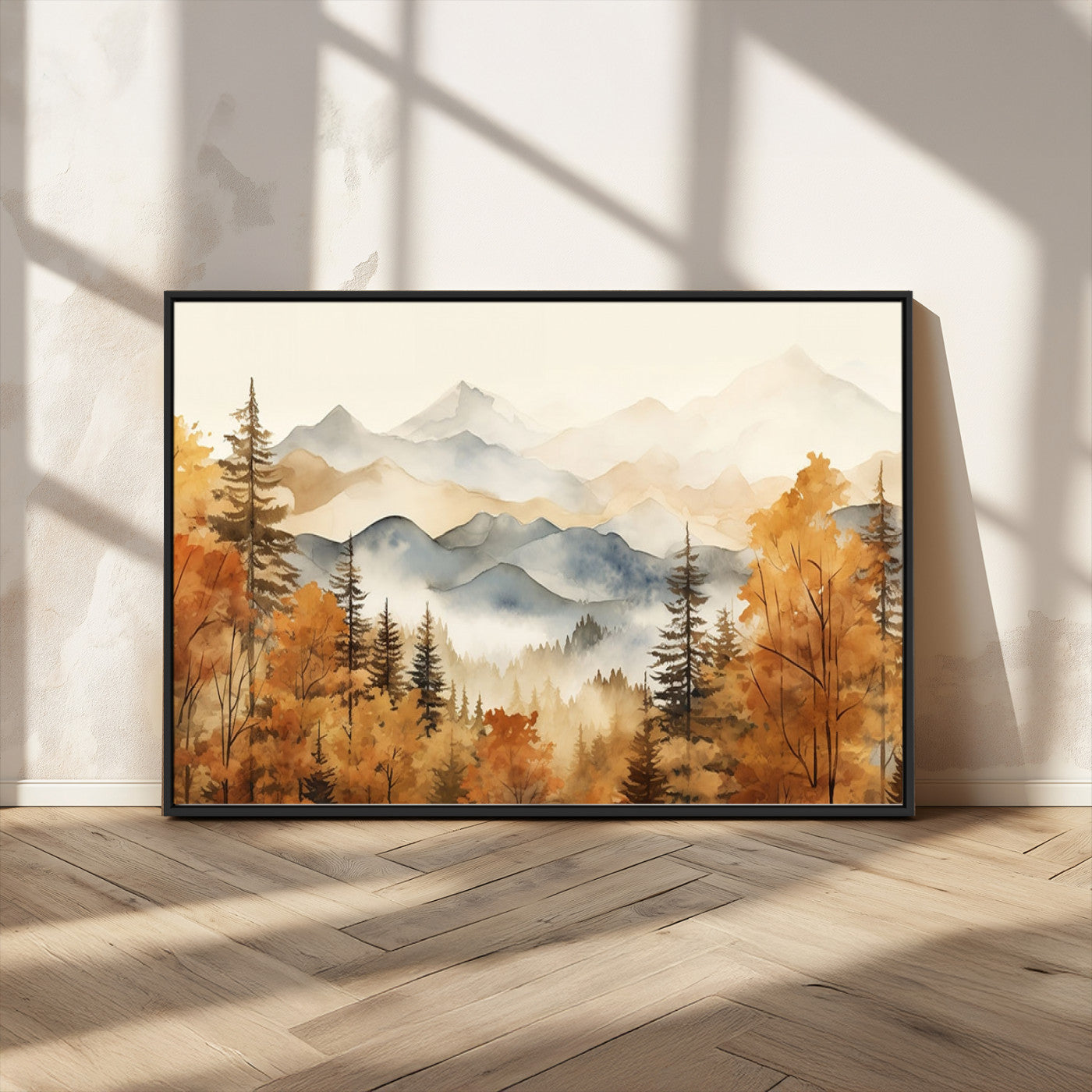 72950-MGV-CV-36X24-Golden Autumn Forest Wall Art Canvas | Mountain Landscape Canvas Print for Living Room or Bedroom |