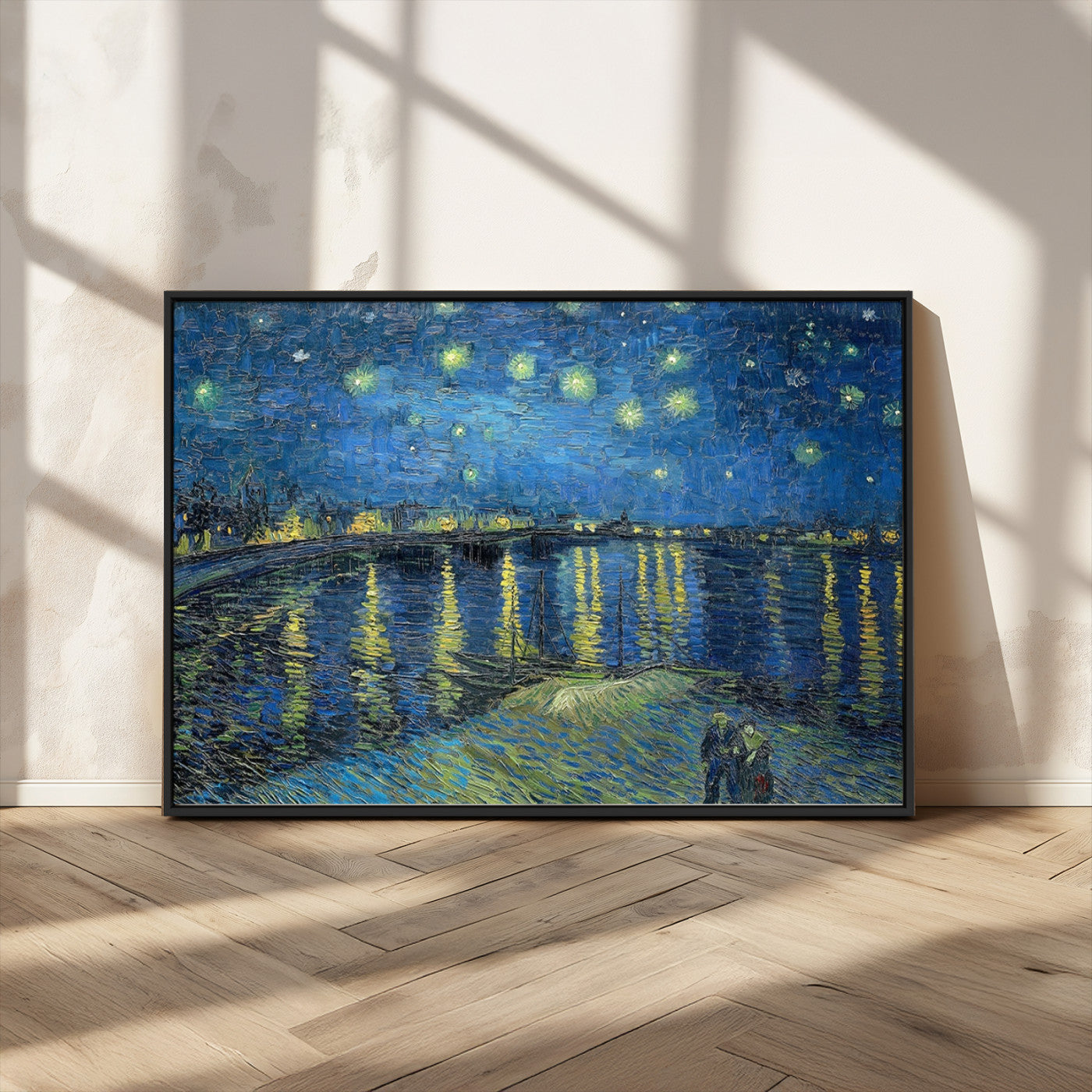 94605-MGV-CV-36X24-Vincent van Gogh Starry Night over the Rhone Abstract Wall Art Canvas, Starry Night Canvas Print