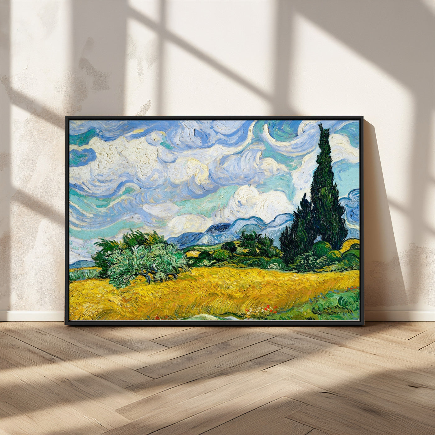 97252-MGV-CV-36X24-Wheatfield With Cypresses By Van Gogh Painting Wall Art Canvas, Wheatfield With Cypresses Canvas