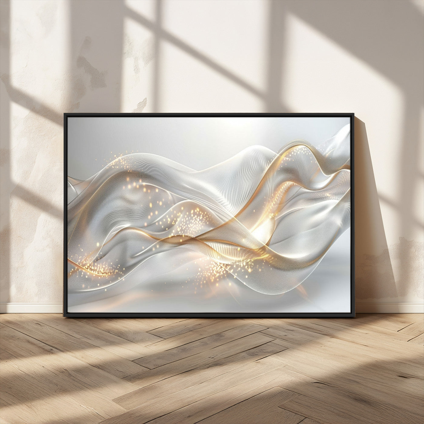 Lines2-MGV-CV-36X24-Abstract art Grey and Gold Lines Wall Art