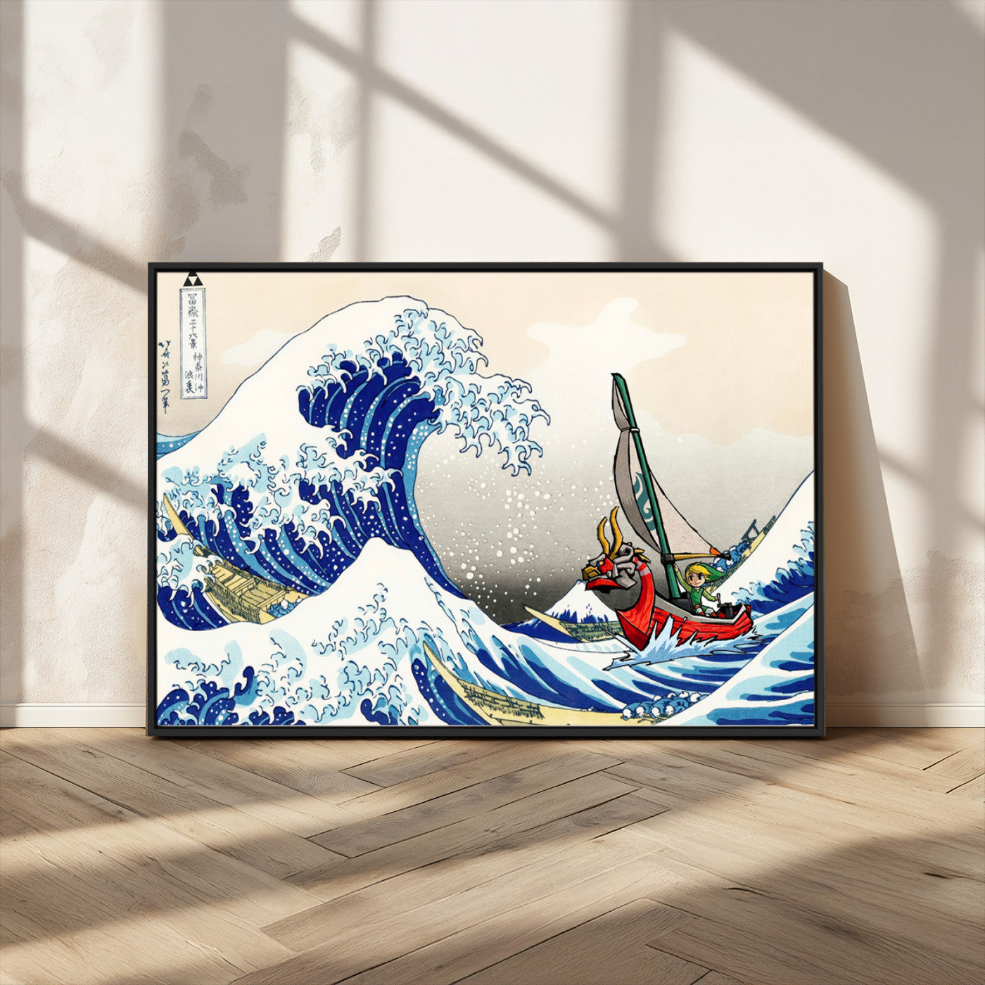19450-MGV-CV-36X24-Katsushika Hokusai Kanagawa Giant Wave Wall Art Canvas Print | Iconic Japanese Art for Living Room