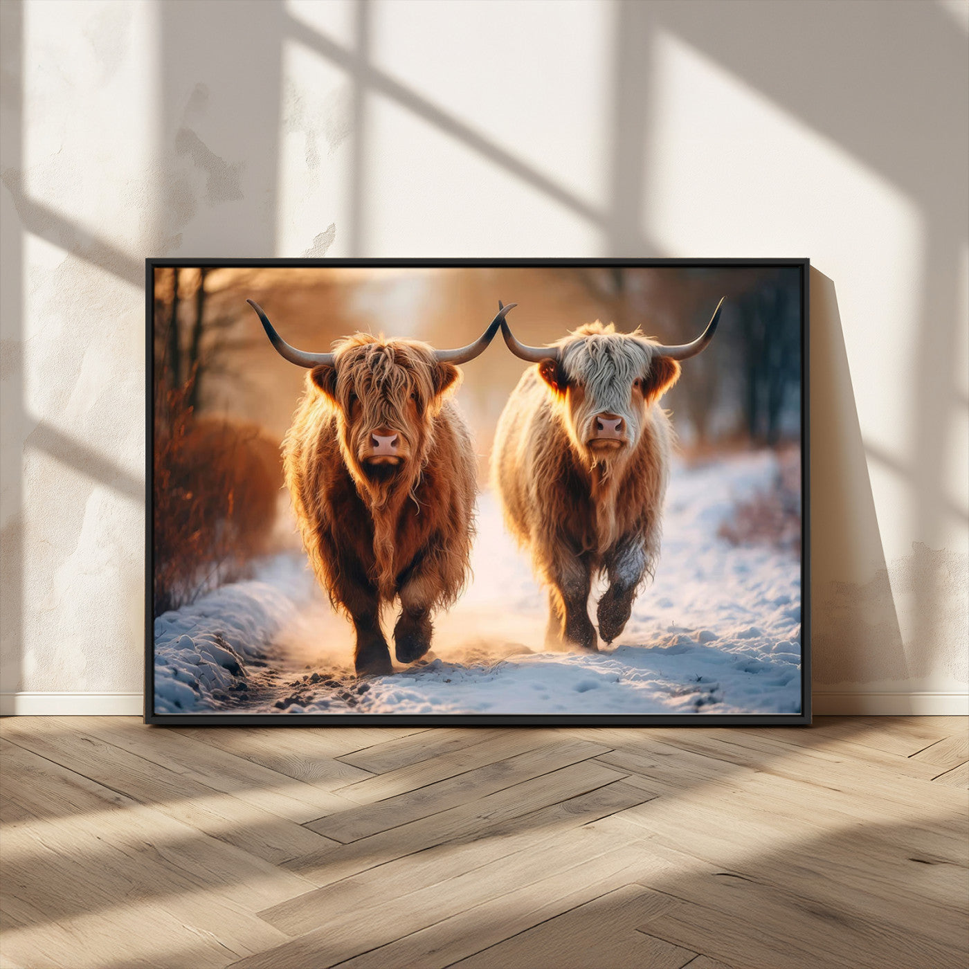 94810-MGV-CV-36X24-Scottish Highland Cow Horn Farm Wall Art Canvas Print