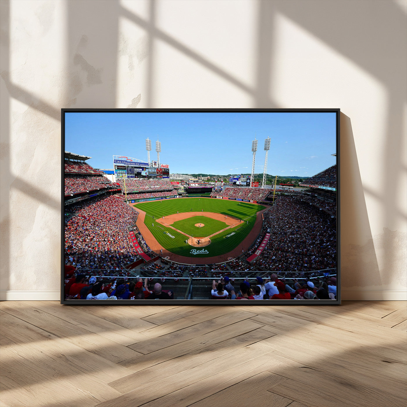 90998-MGV-CV-36X24-Cincinnati Reds Baseball Canvas Print - Great American Ball Park Stadium Wall Art Canvas Print
