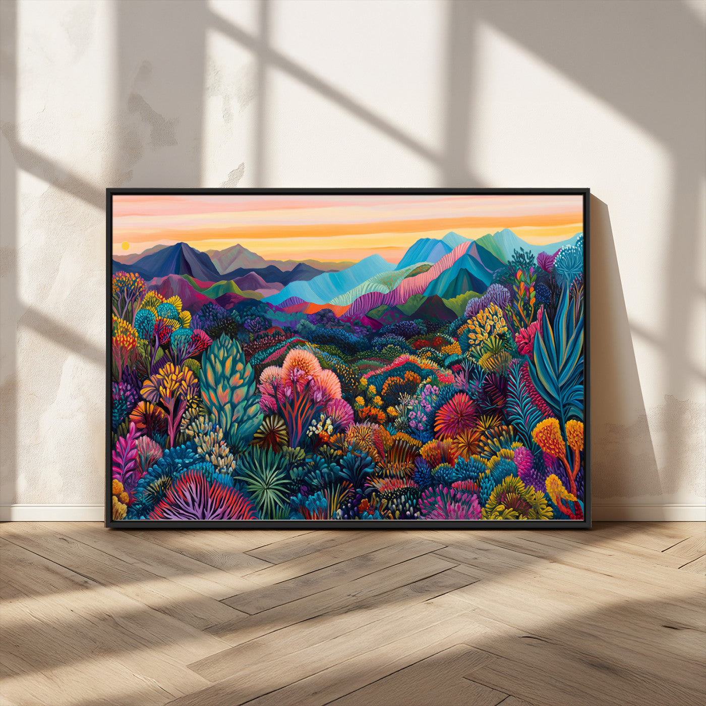 63728-MGV-CV-36X24-Colorful Abstract Landscape Wall Art Print Canvas - Vibrant Modern Decor for Living Room, Office, or