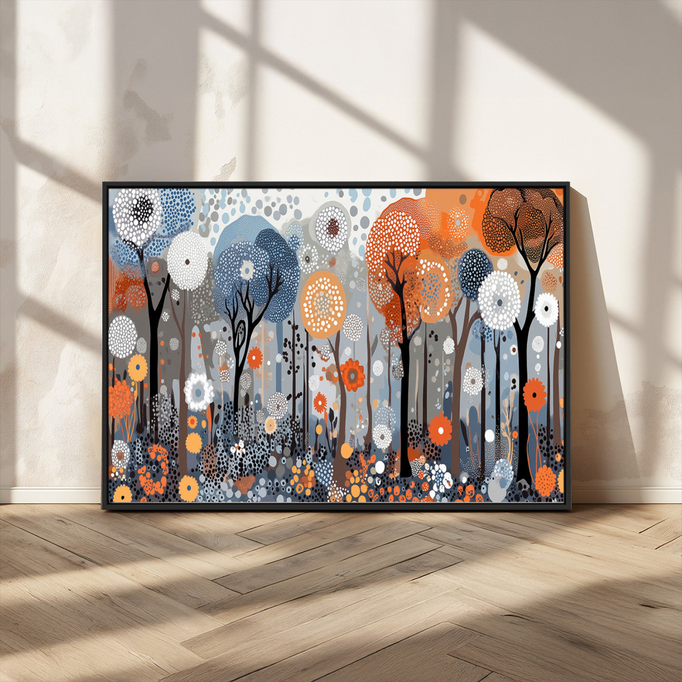 48857-MGV-CV-36X24-Abstract Winter Landscape Canvas Wall Art Print - Large Colorful Nature Wall Decor