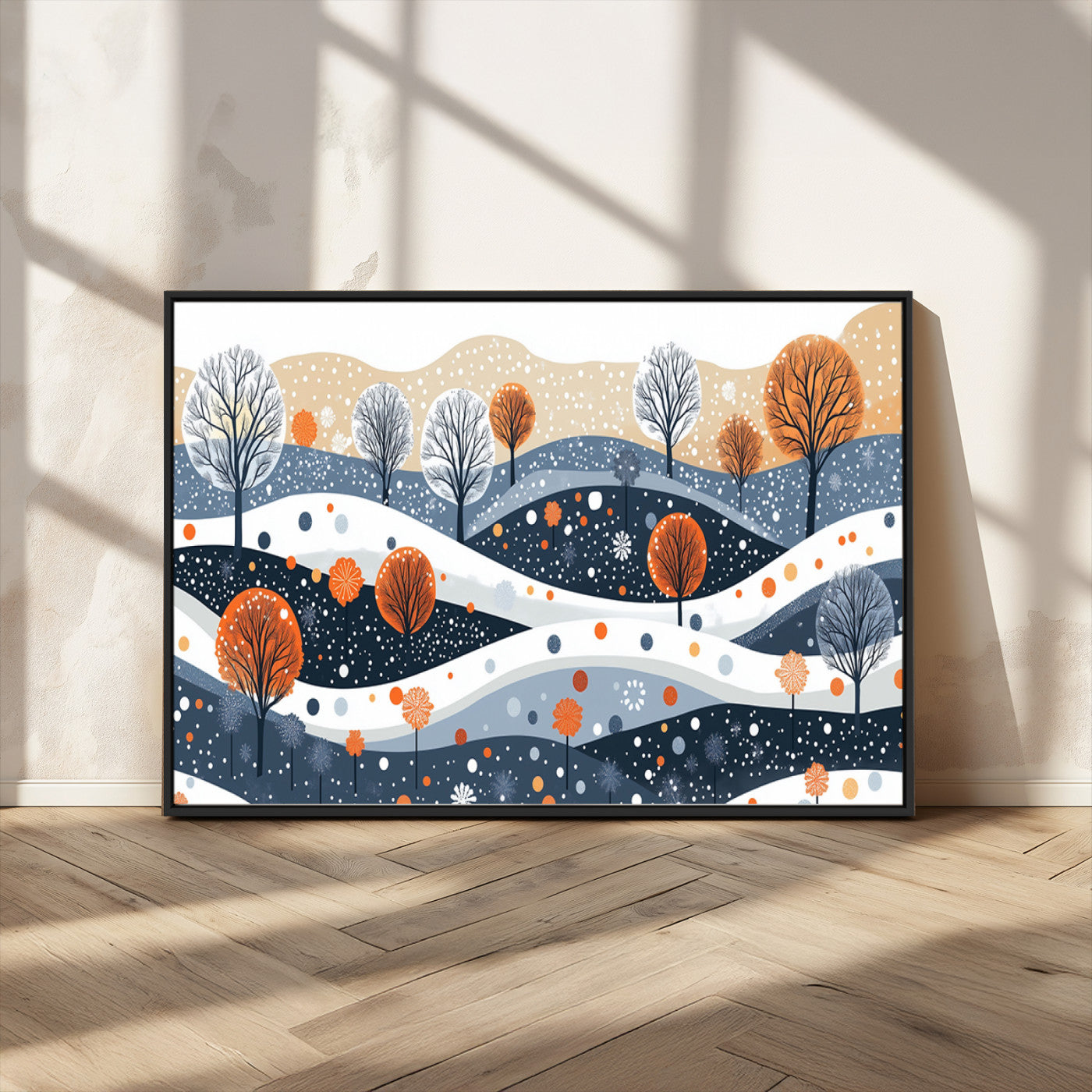 22651-MGV-CV-36X24-Abstract Winter Landscape Canvas Wall Art Print - Large Colorful Nature Wall Decor