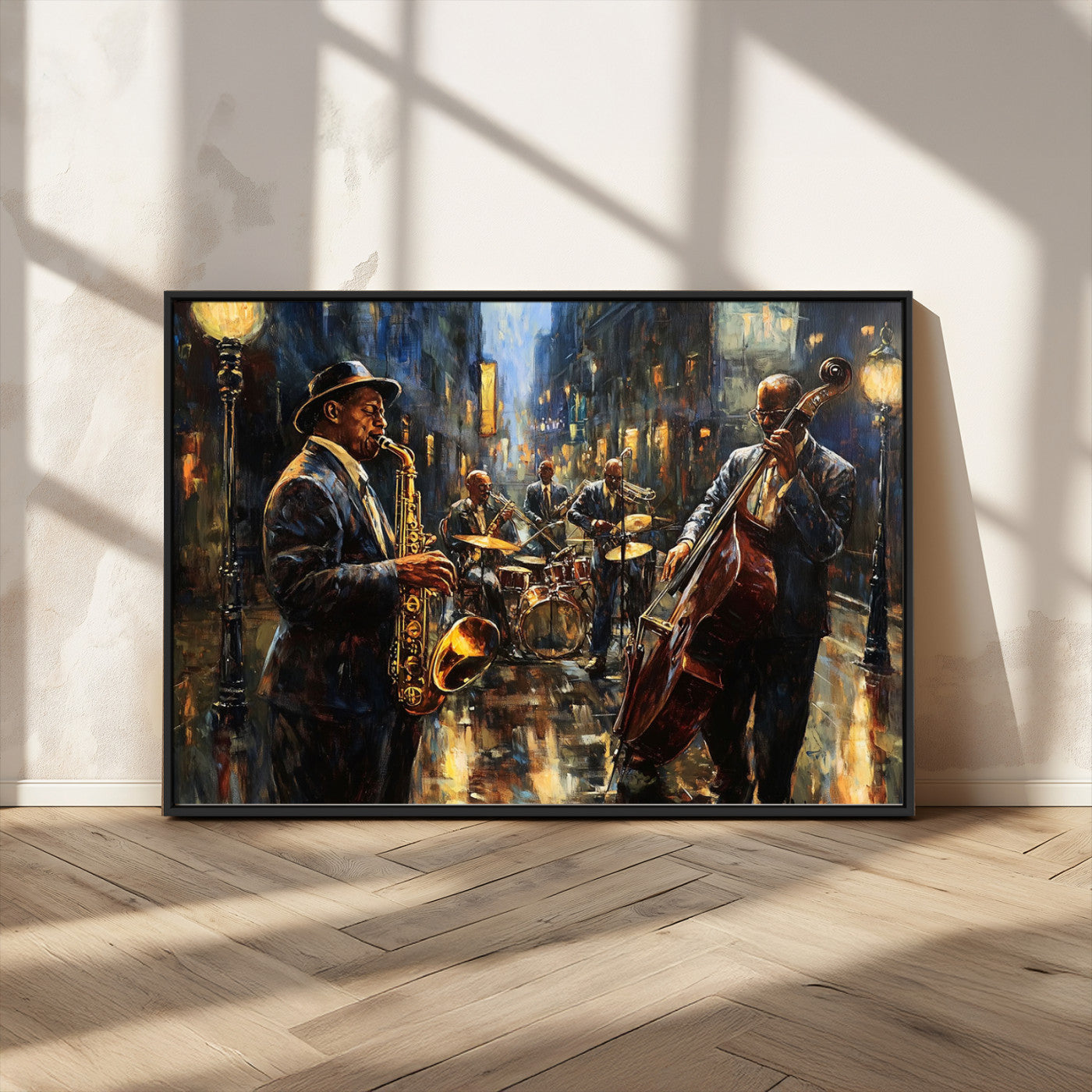 -Jazz Canvas Wall Art Print - Abstract African American Music Art - Framed Posters for Living Room or