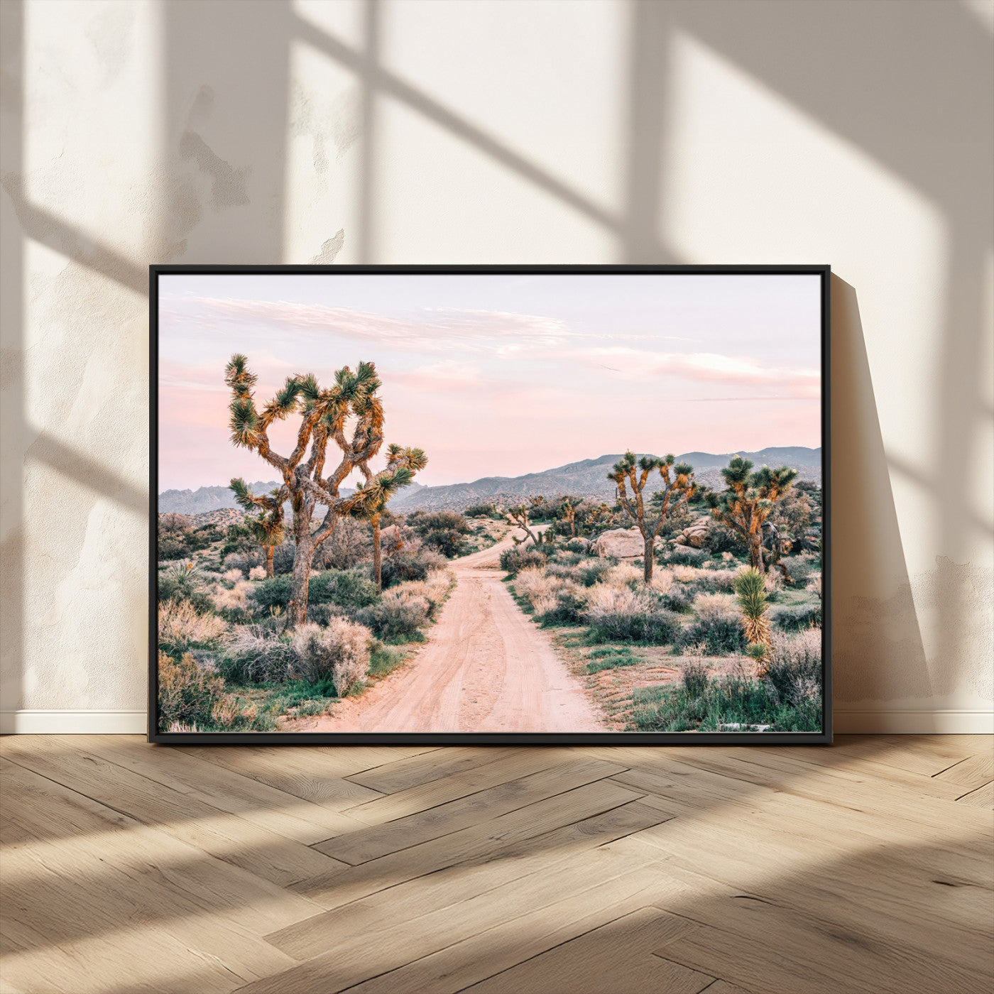12540952-MGV-CV-36X24-Joshua Tree Wall Art Canvas Print – Framed Desert Road Scene with Sunset Artwork for Home, Office, Living Room