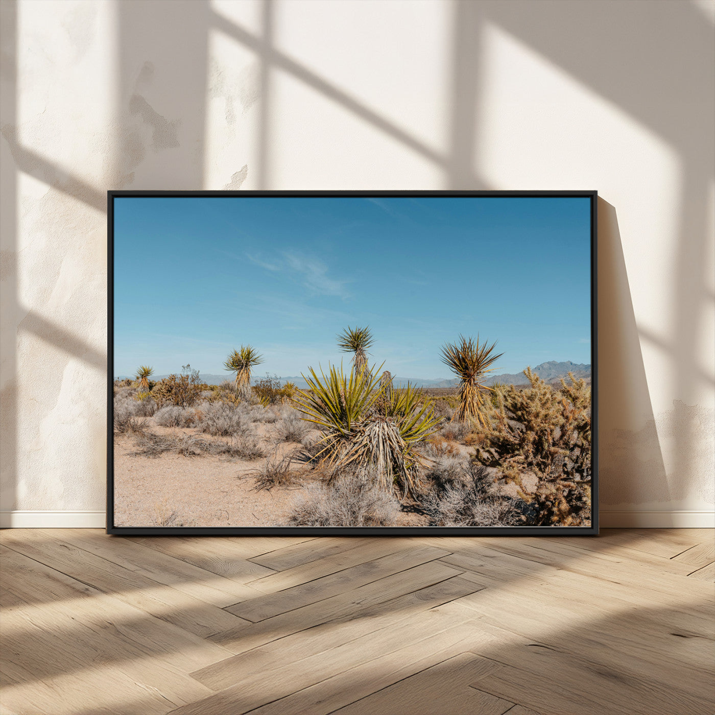 35156165-MGV-CV-36X24-Joshua Tree Wall Art Canvas Print – Framed Desert Landscape Warm Earth Tones Southwestern Minimalist Artwork for Home, Office