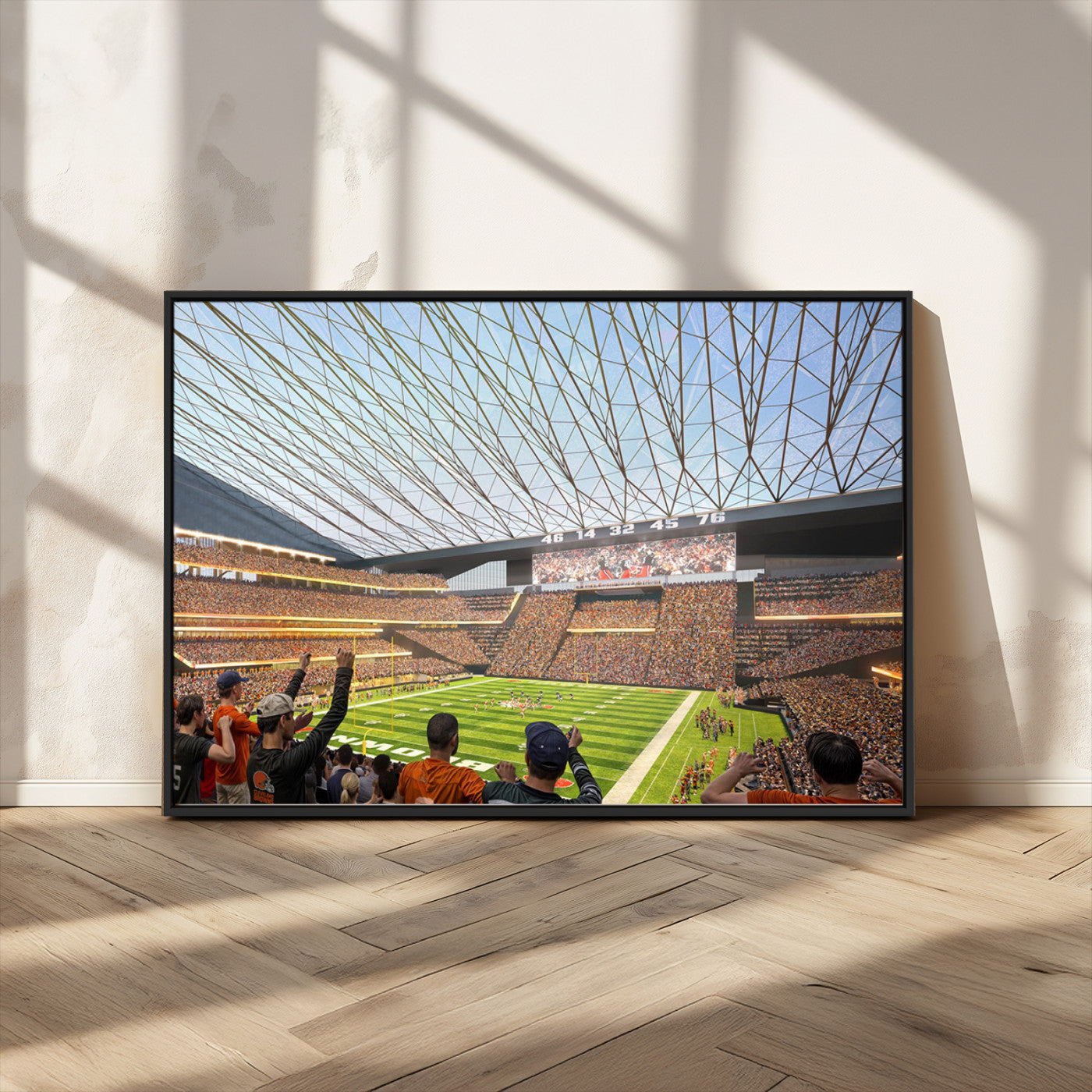 -Cleveland Browns Stadium Wall Art Canvas Print – Framed NFL Football Arena Artwork for Home, Office, Living Room