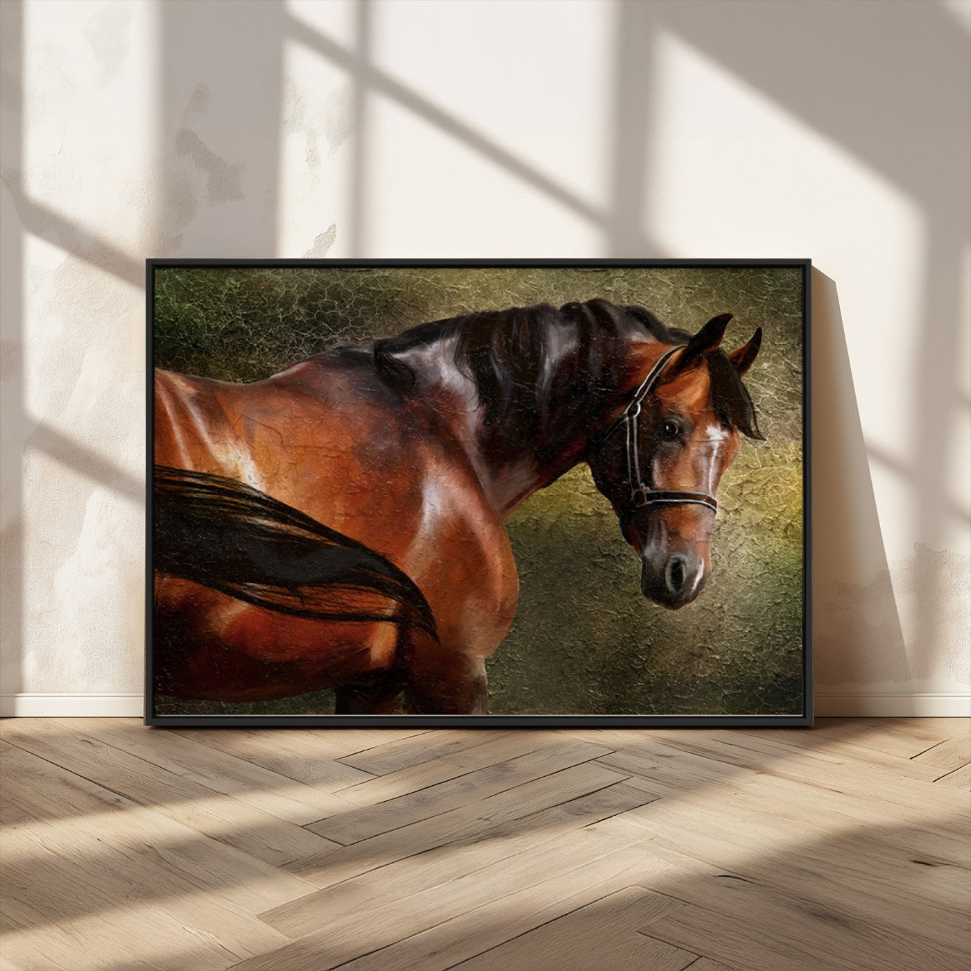 76810-MGV-FC-36X24_Black-Majestic Brown Horse Wall Art Canvas Print – Framed Equestrian Artwork with Elegant Stallion Artwork for Home or Office Decor