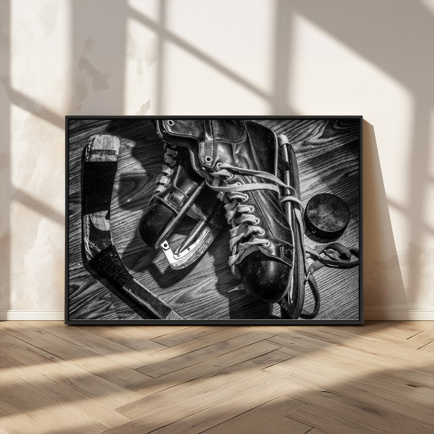 20553-MGV-CV-36X24-Old Pair of Mens Skates Wall Art Canvas, Men Skates Wall Art Print