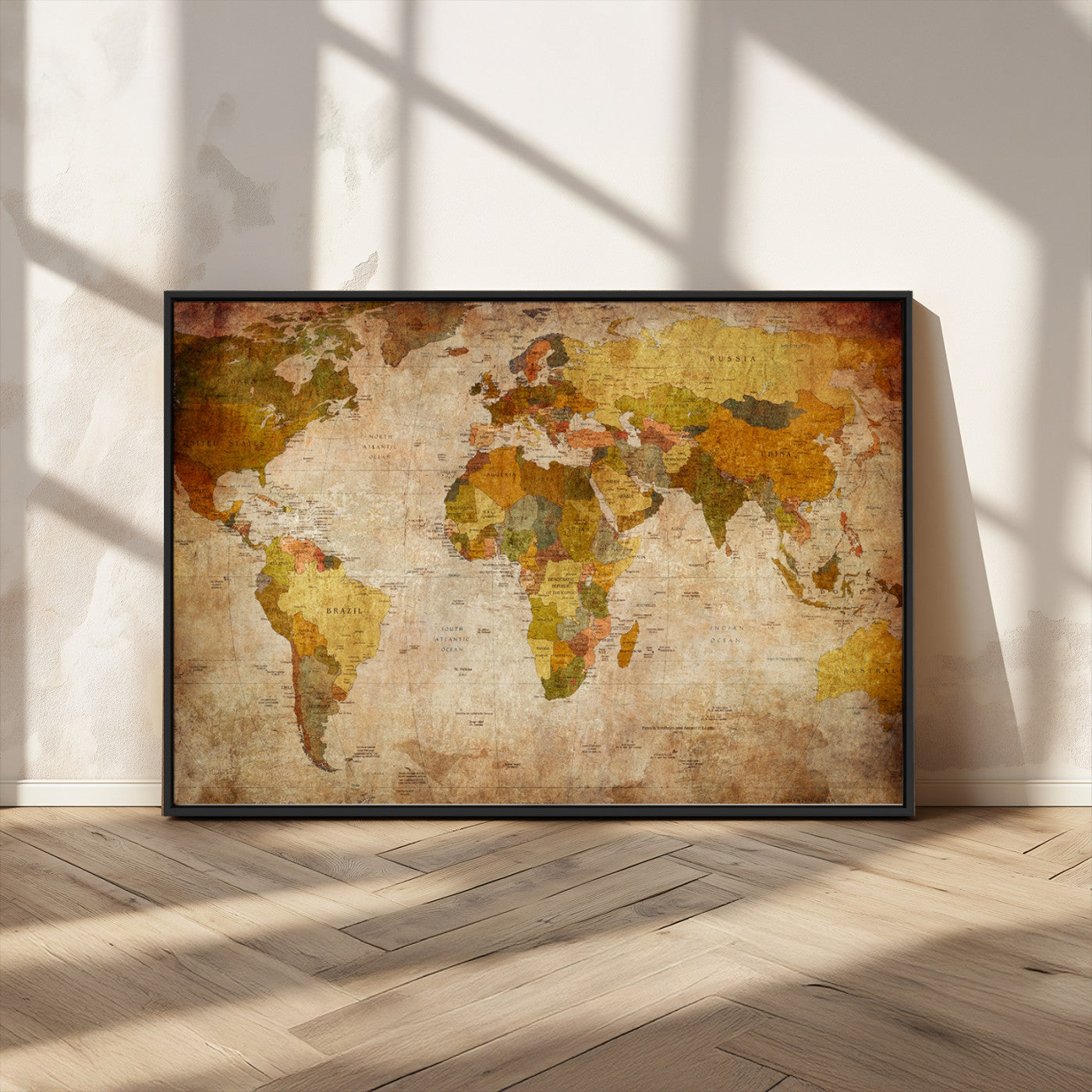 -Push Pin World Map Canvas Print – Travel Tracker Wall Art for Couples, Perfect Anniversary Gift for Home or Office Decor