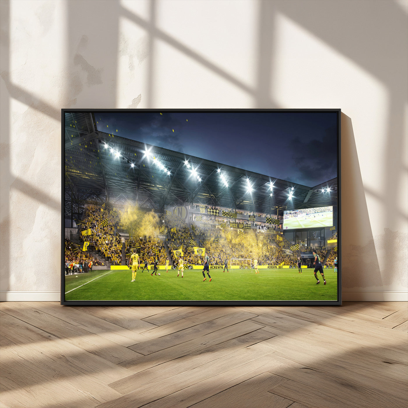 65820-MGV-CV-36X24-Columbus Crew Stadium Match Triple Canvas Wall Art - Dynamic MLS Game Scene Canvas Wall Art