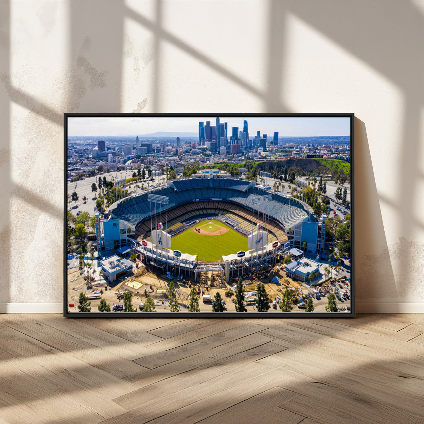 58596-MGV-CV-36X24-Los Angeles Dodgers Dodger Stadium Wall Art Canvas Print - MLB Baseball Stadium, Framed Los Angeles