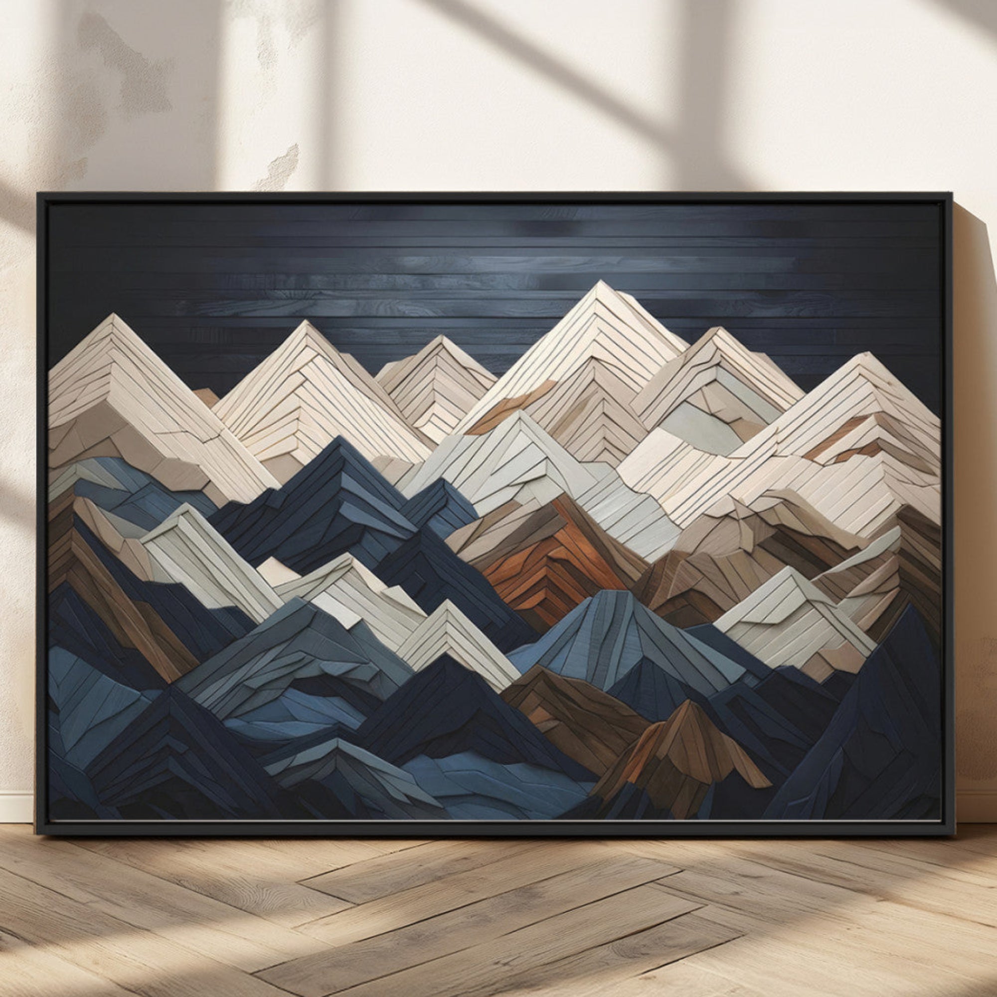 12896-MGV-CV-36X24-Mountain Wall Art – Modern Geometric Landscape Canvas Print, Abstract Nature Inspired Decor for Home or Office
