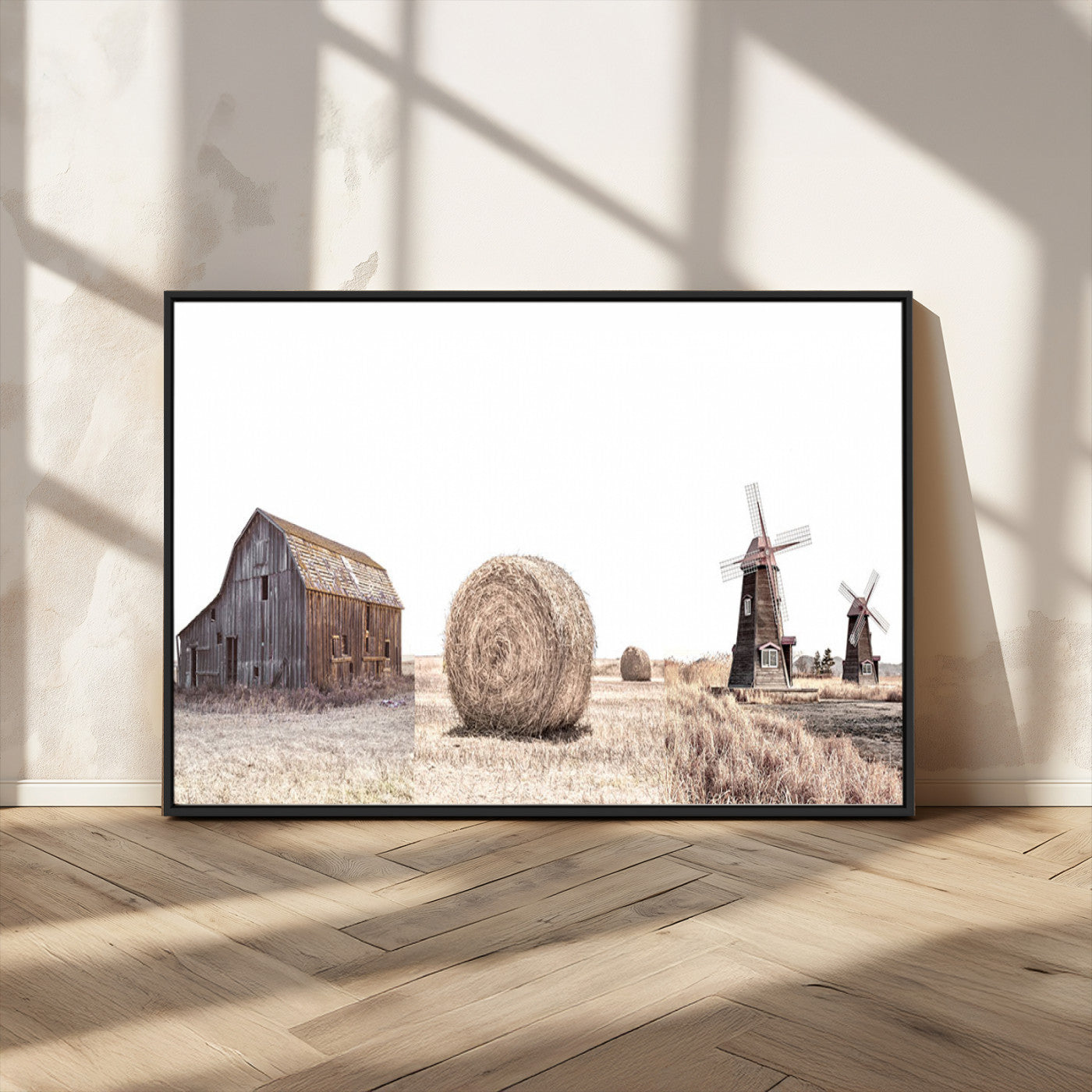 94971-MGV-FC-36X24_Black-Farm Prints Set, Set of 3 Farmhouse Wall Art, Country House Decor, Barn Print, Wheat Print,
