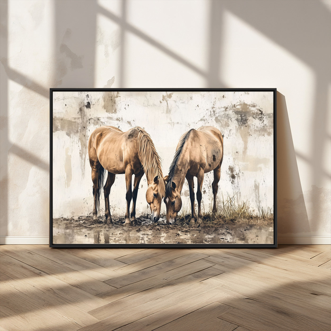 -Vintage Horses Wall Art | Ready to Hang and Framed Triptych | Western Farmhouse Wall Decor for