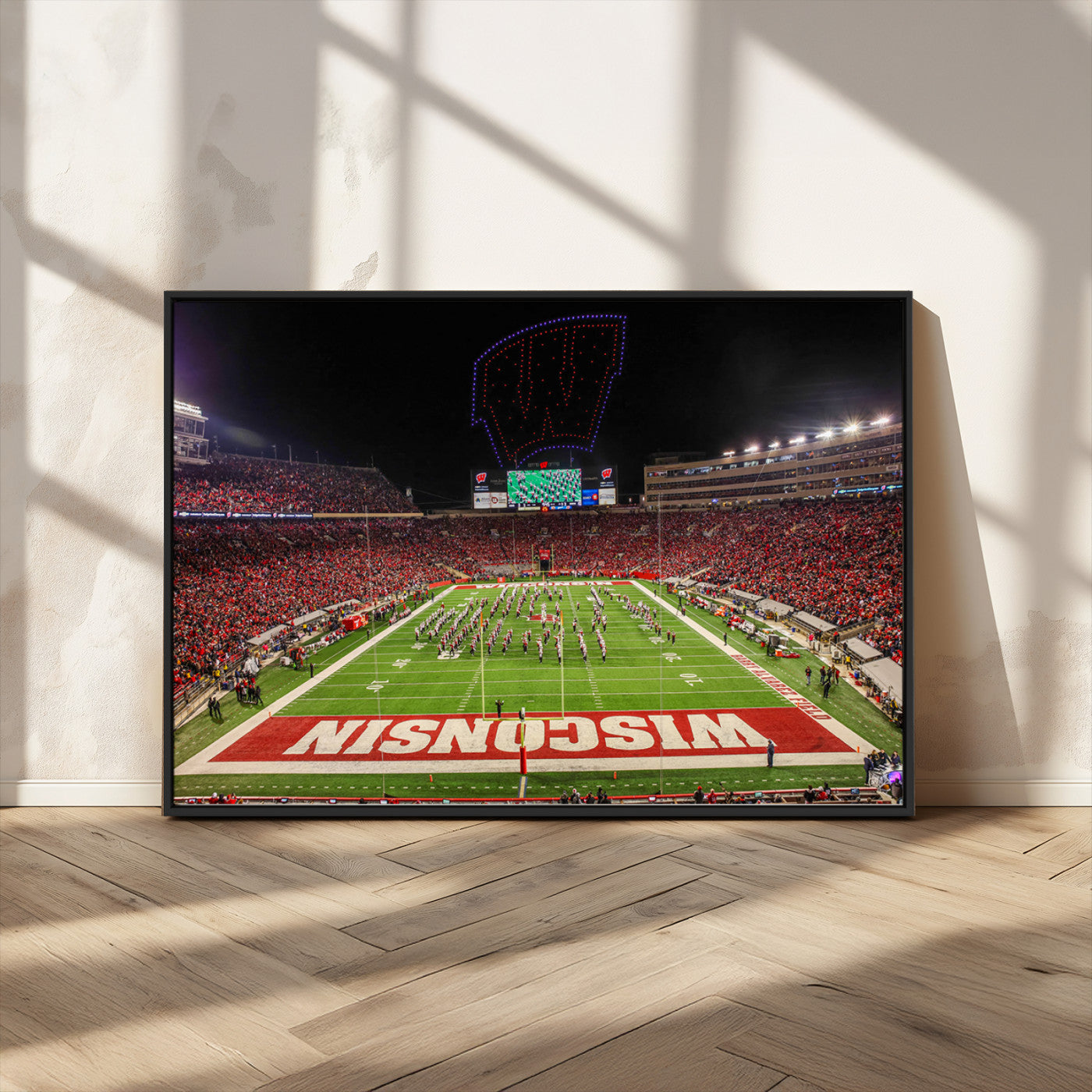34125-MGV-CV-36X24-Wisconsin Badgers Football Team Print Canvas- Madison Camp Randall Stadium Wall Art Canvas Print
