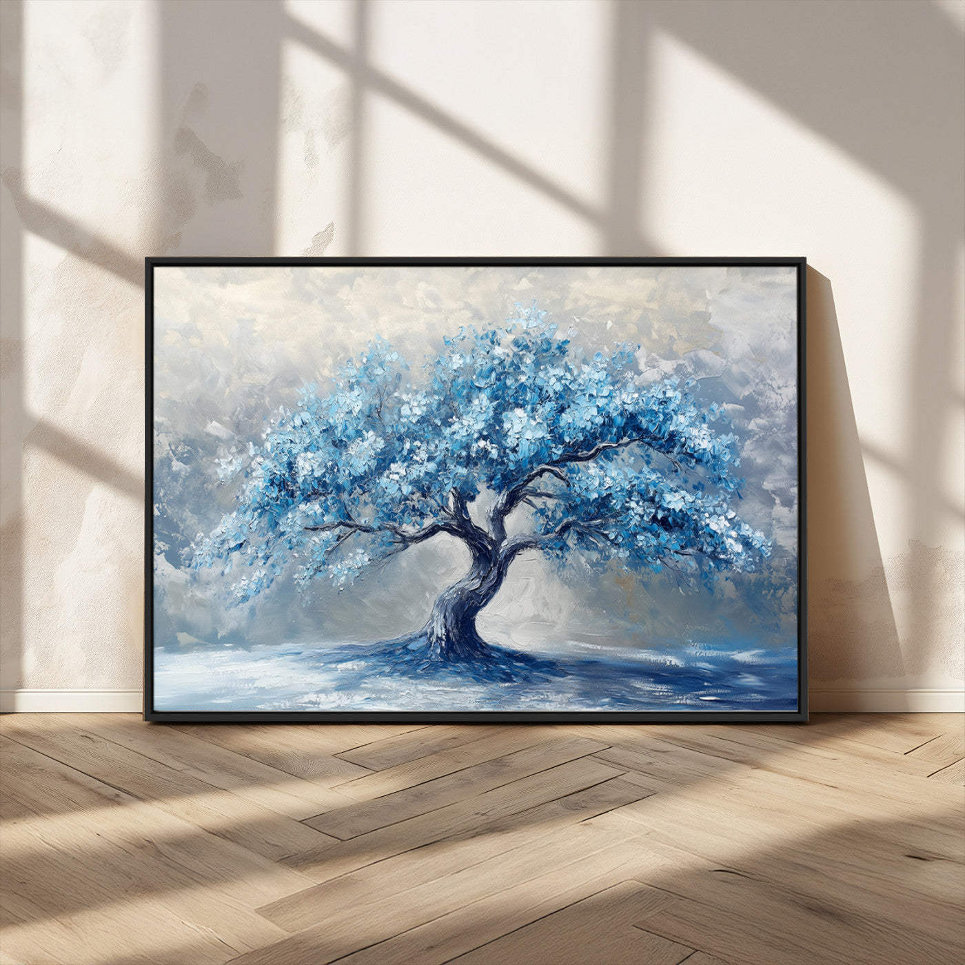 56105-MGV-FC-36X24_Black-Abstract Blue Tree Art Canvas Print, Majestic Tree Wall Art Print for Farmhouse Decor